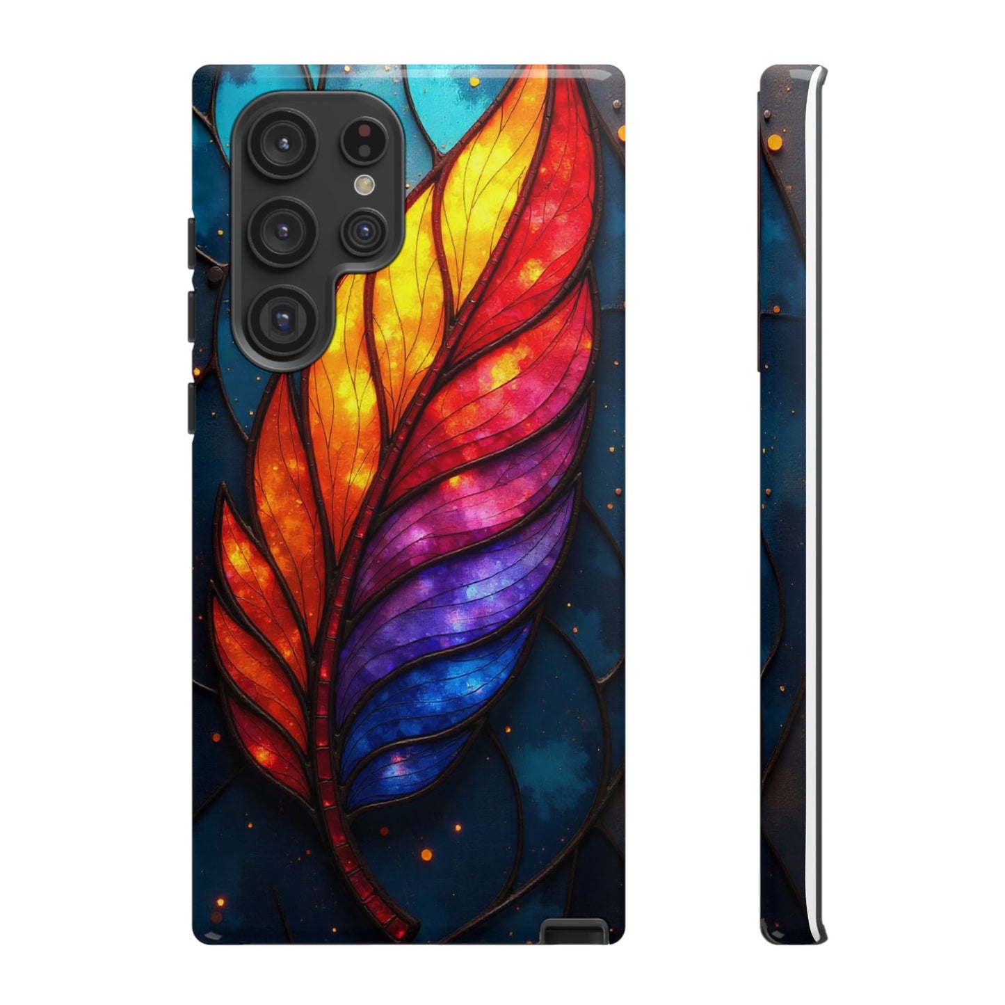 Vivid Feather: Stained Glass Abstract Art