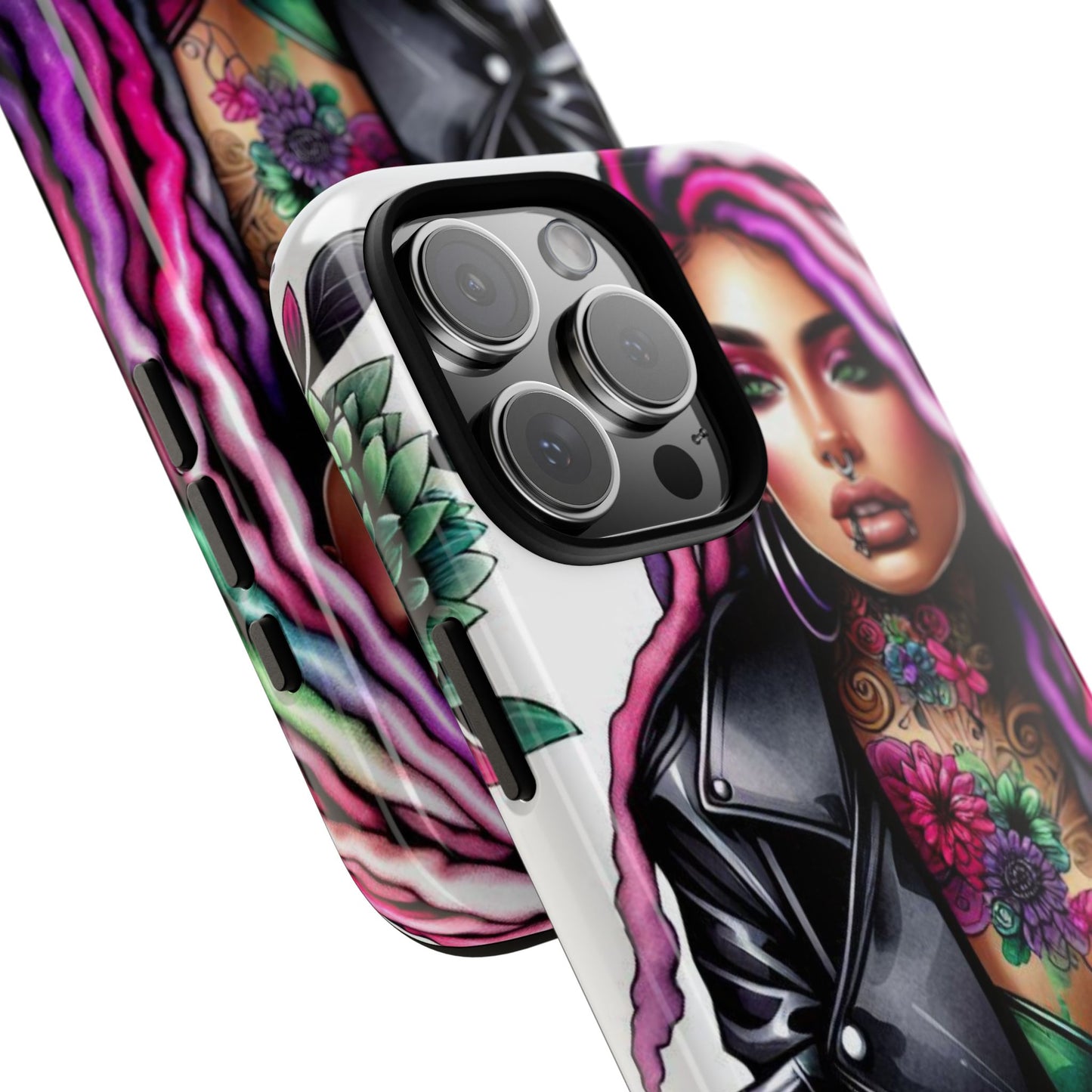 Neon Rebel – Vibrant Biker Queen Mobile Cover