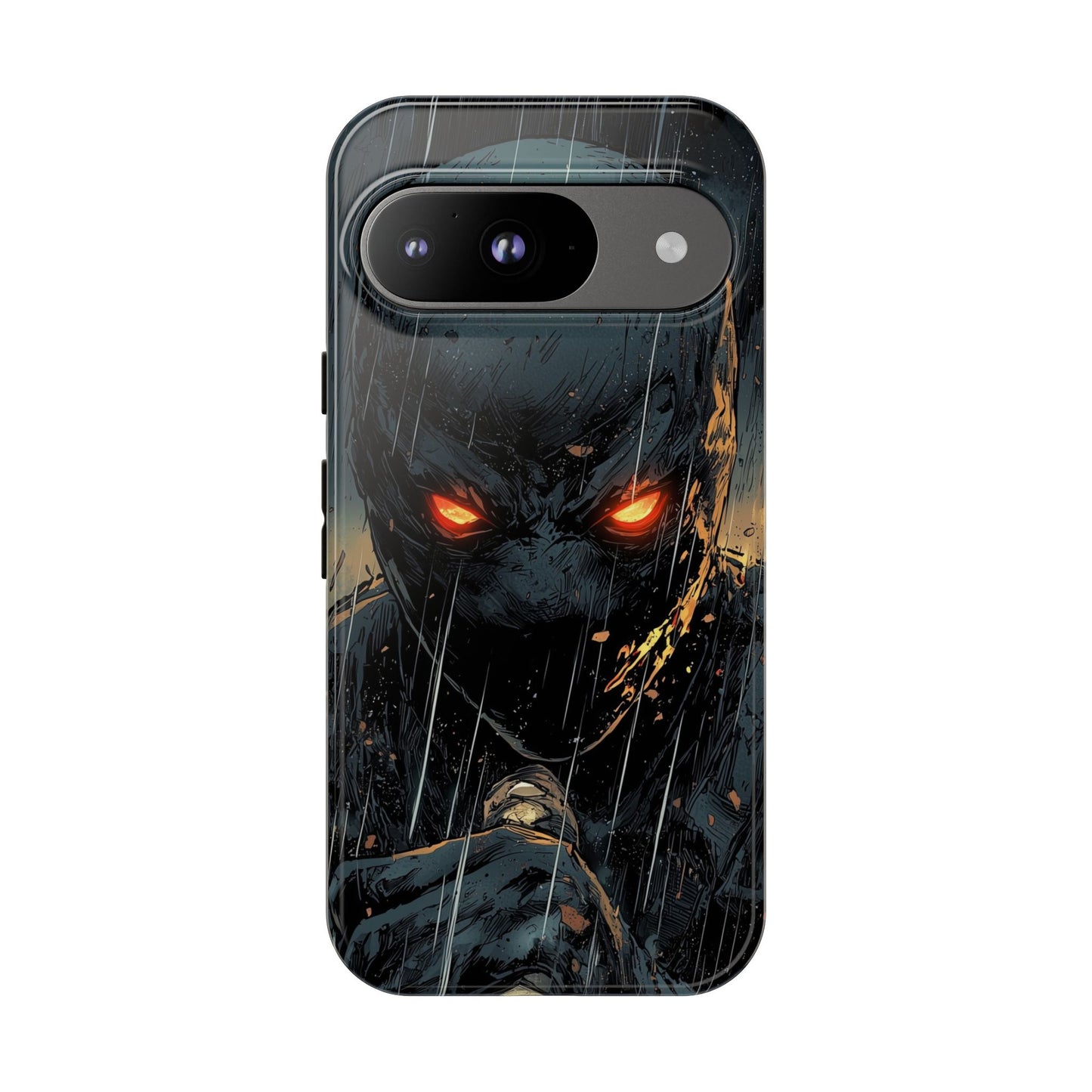 Shadowblade Vengeance | Dark Comic Assassin in the Rain Phone Case for iPhone, Samsung & Pixel