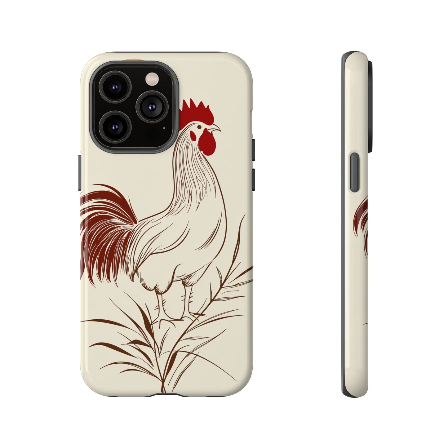Golden Dawn Rooster: Minimalist Farmstead Charm Case for iPhone, Samsung & Pixel