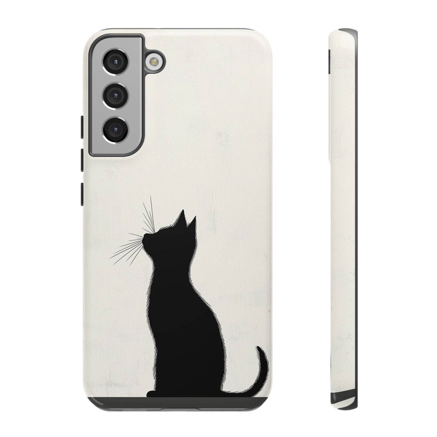 Silent Gaze: Minimalist Black Cat Phone Case for iPhone, Samsung & Pixel