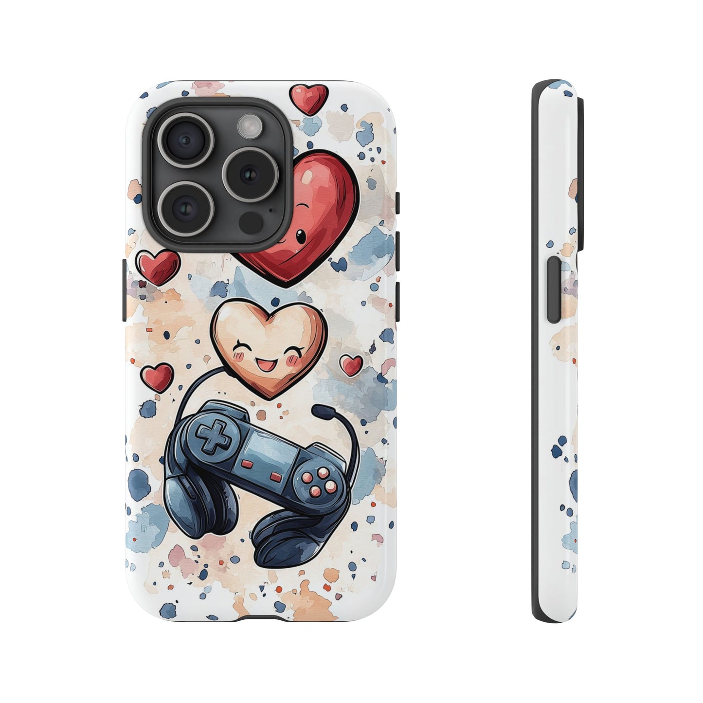 Gaming Love: Kawaii Hearts Anime Phone Case for iPhone, Samsung, Google Pixel