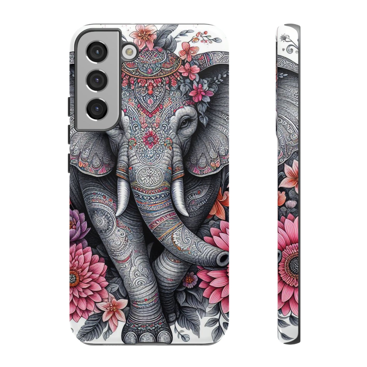 Bohemian Floral Elephant Mobile Cover – Intricate Mandala Art