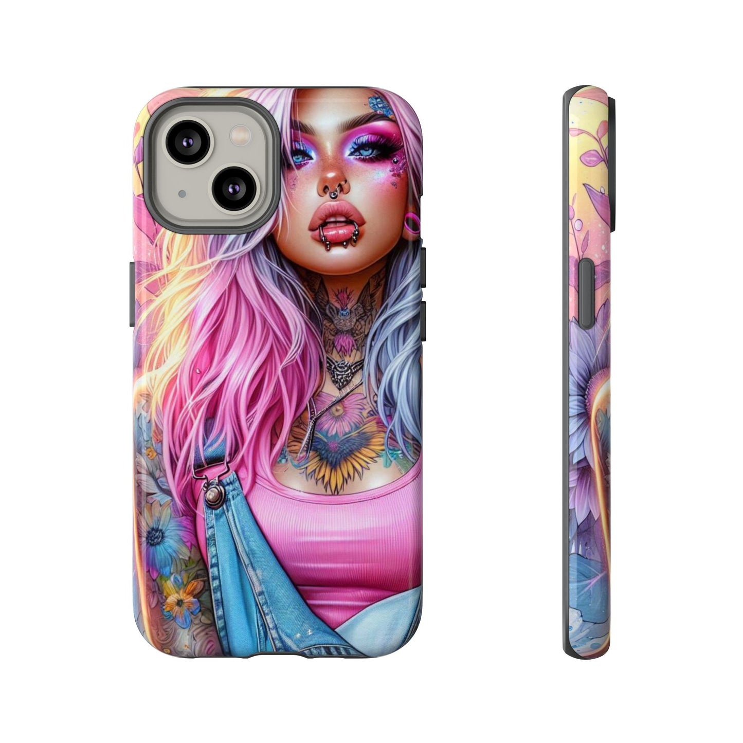 Sunset Glow – Pastel Punk & Floral Ink Mobile Cover