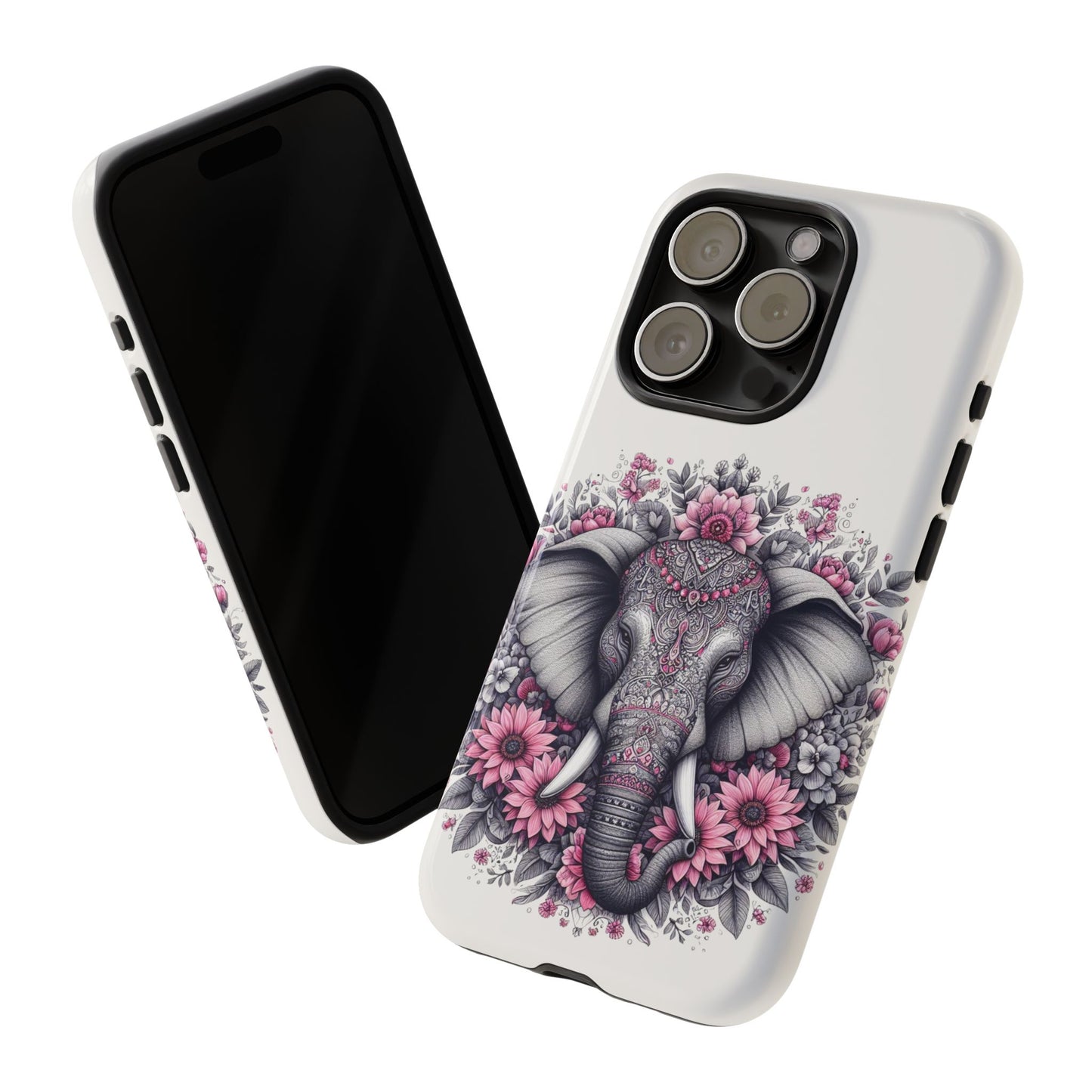 Intricate Floral Elephant Mobile Cover – Mandala-Inspired Boho Art