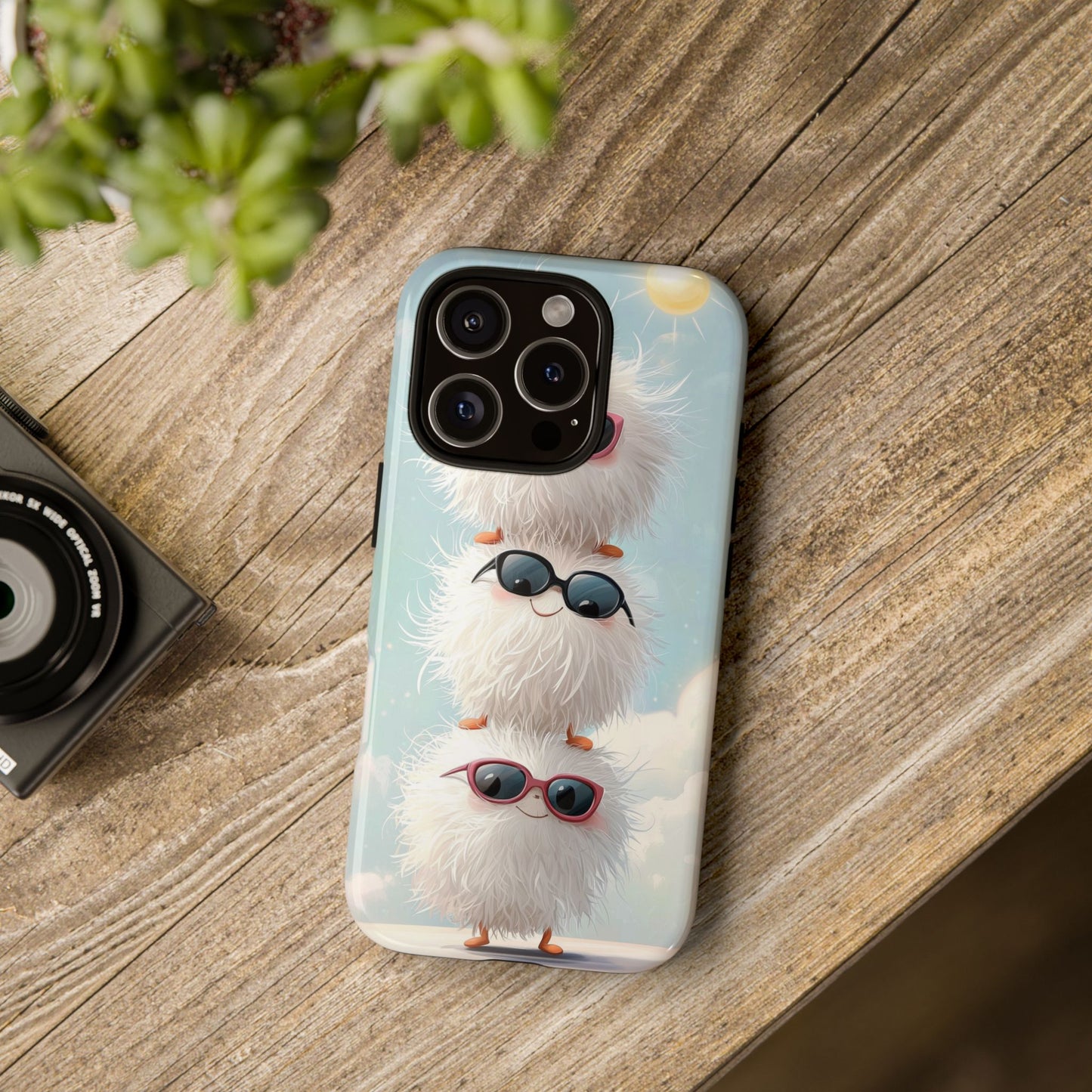 Fluffy Anime Phone Case – Cute Kawaii Fuzzy Creatures, Aesthetic Pastel Art, Soft Cloudy Background, iPhone, Samsung & Google Pixel Case