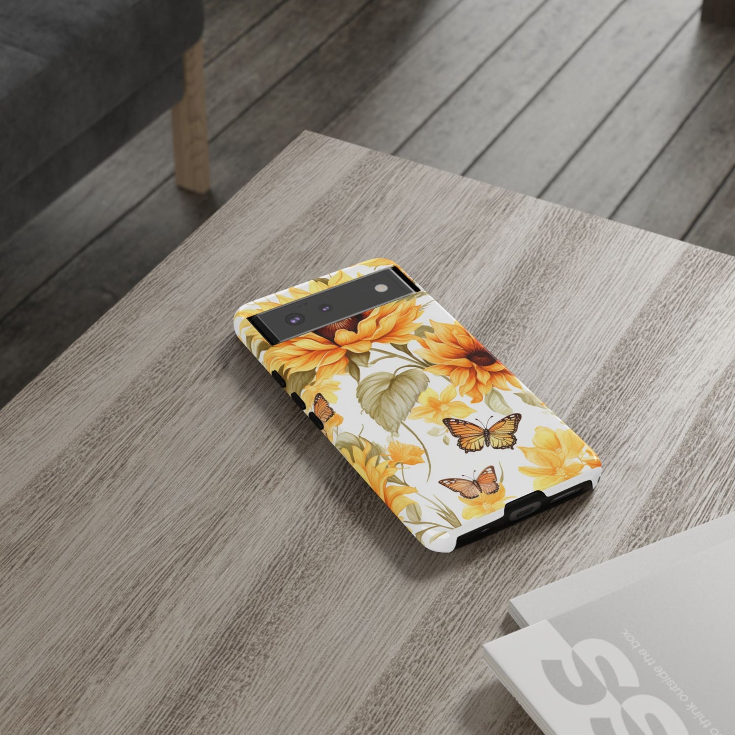 Golden Sunflower & Butterfly Phone Case – Warm & Elegant