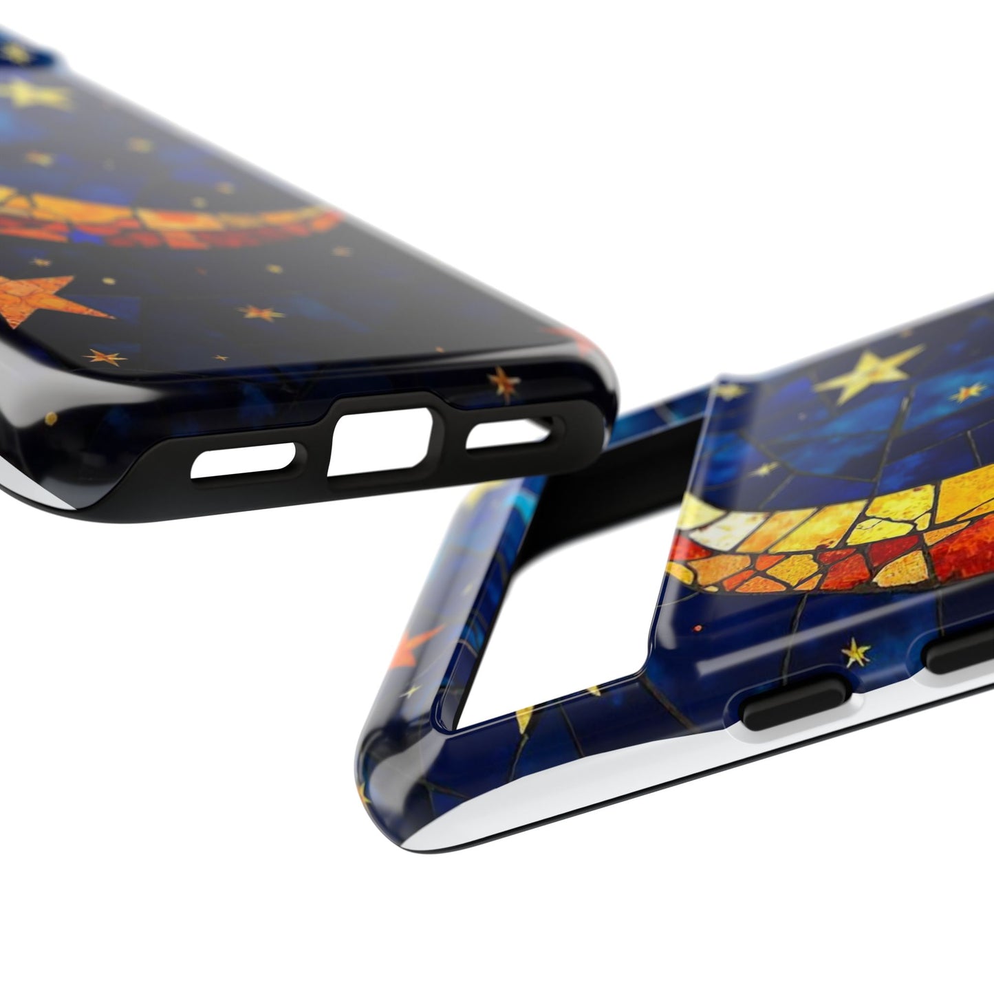 Celestial Crescent: Vibrant Moon and Stars Phone Case