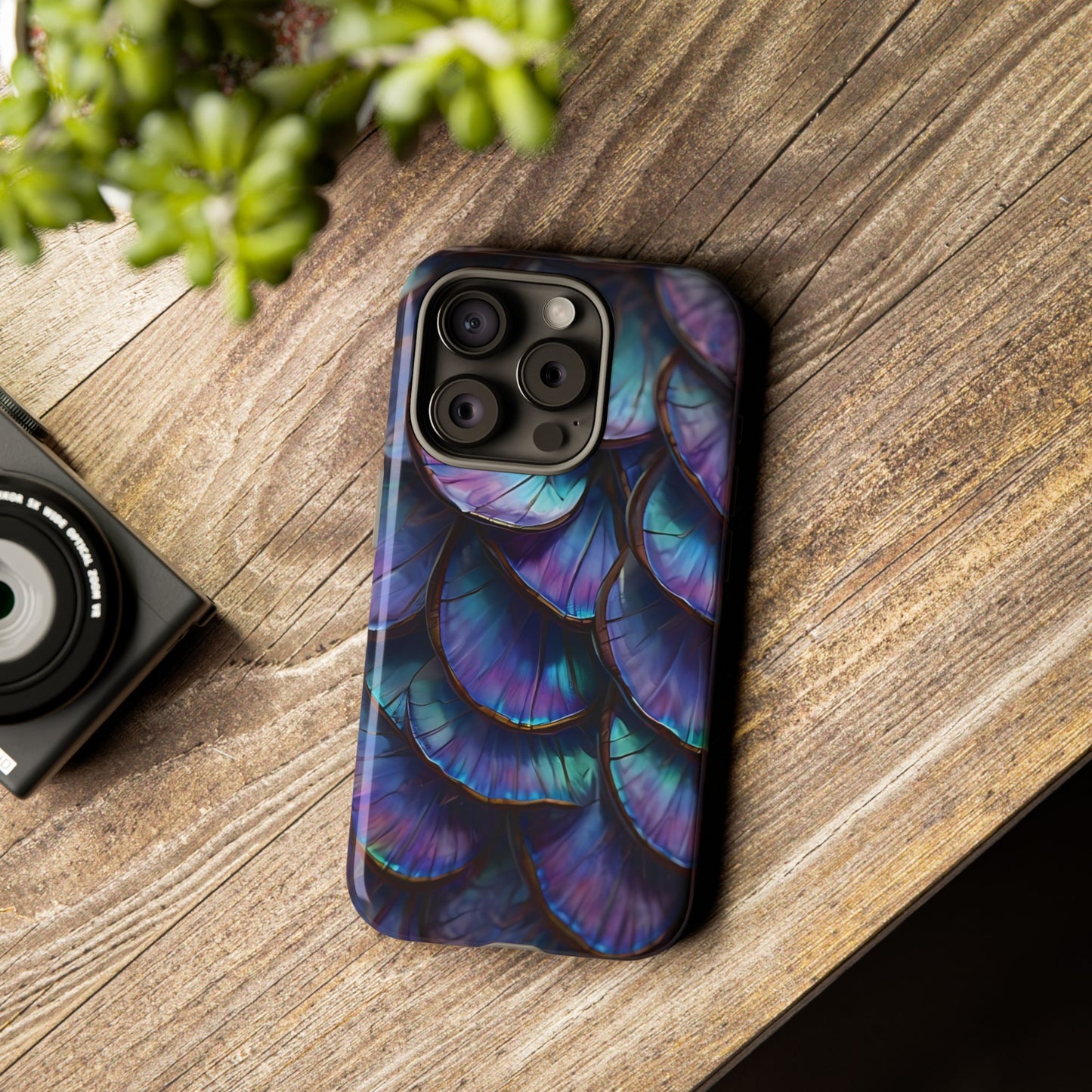 Abstract Macro Shot of Iridescent Butterfly Fish Scales Phone Case Design