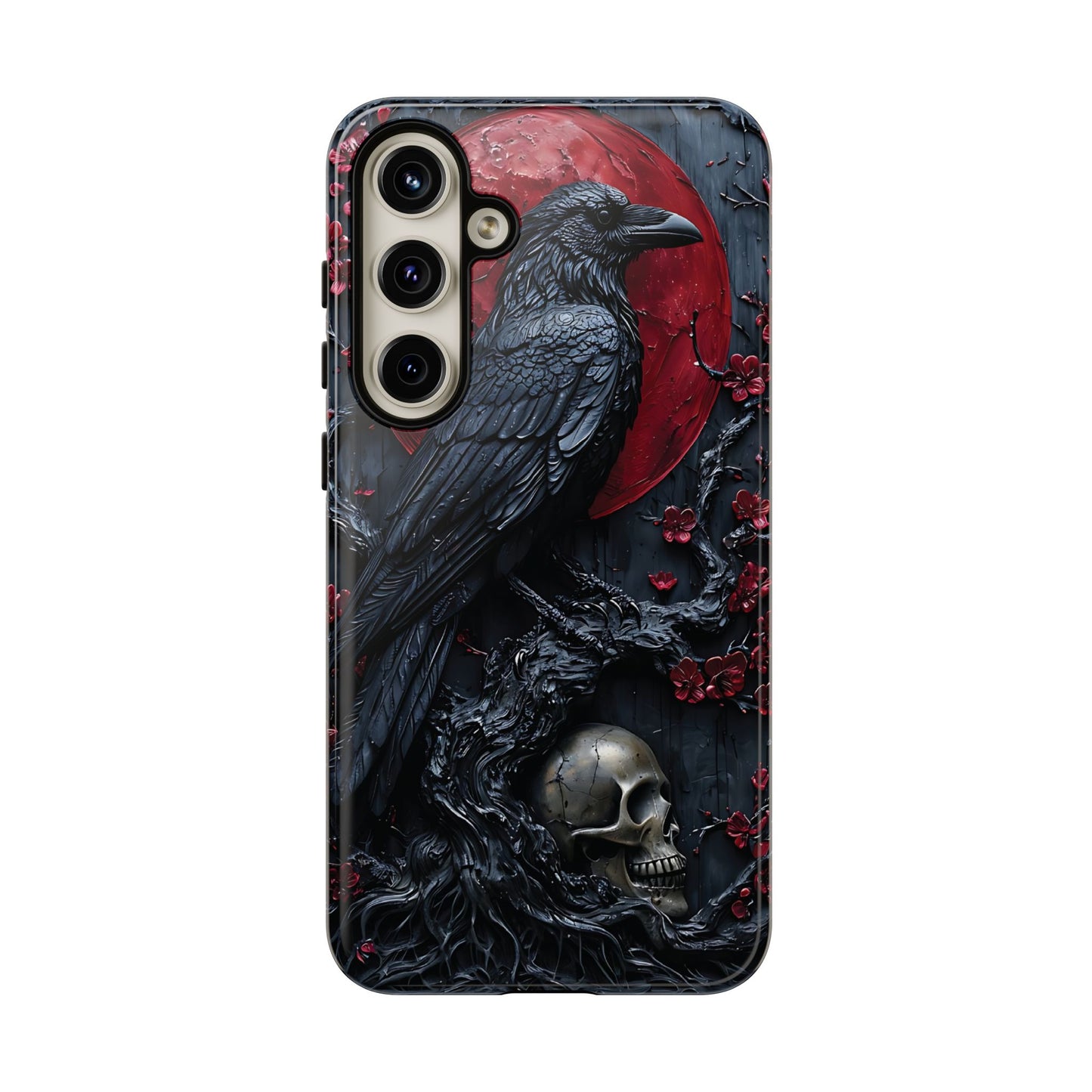 Gothic Sculpture Of Raven On Charcoal Tree Branch phone case design
