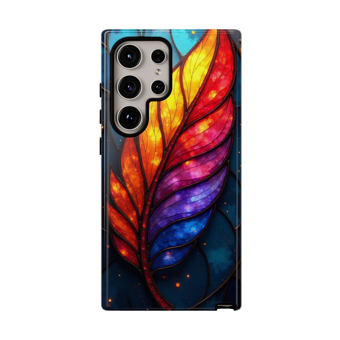 Vivid Feather: Stained Glass Abstract Art