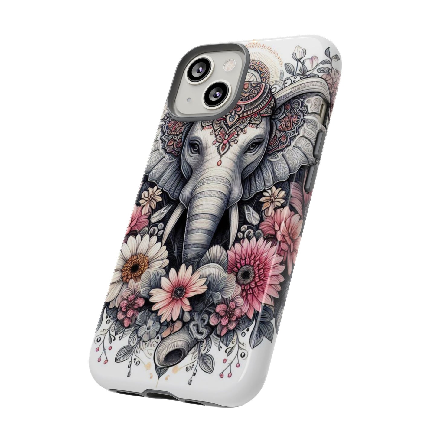 Royal Elephant Mandala Phone Case – Intricate Bohemian Floral Design