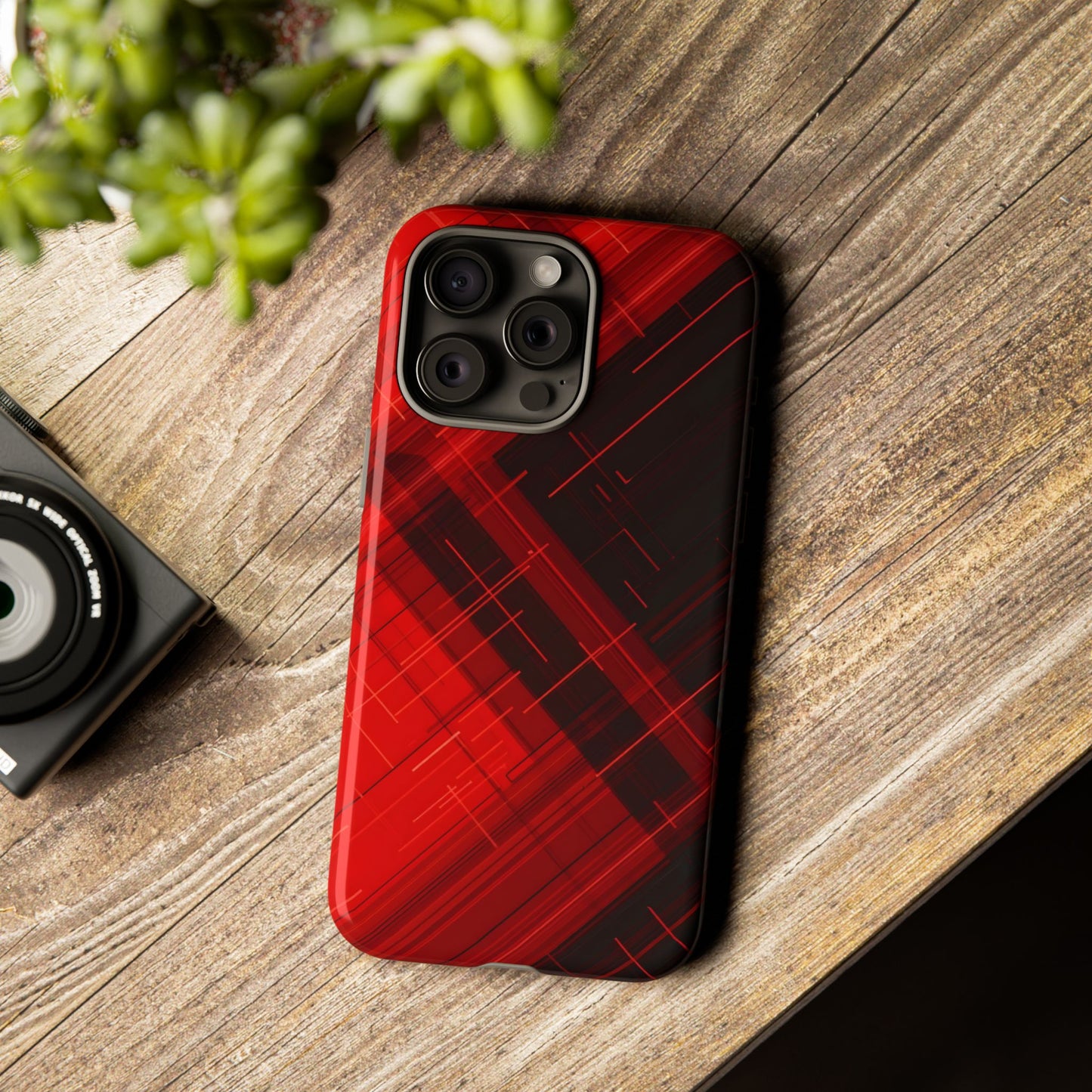 Abstract Red and Black Geometric Pattern