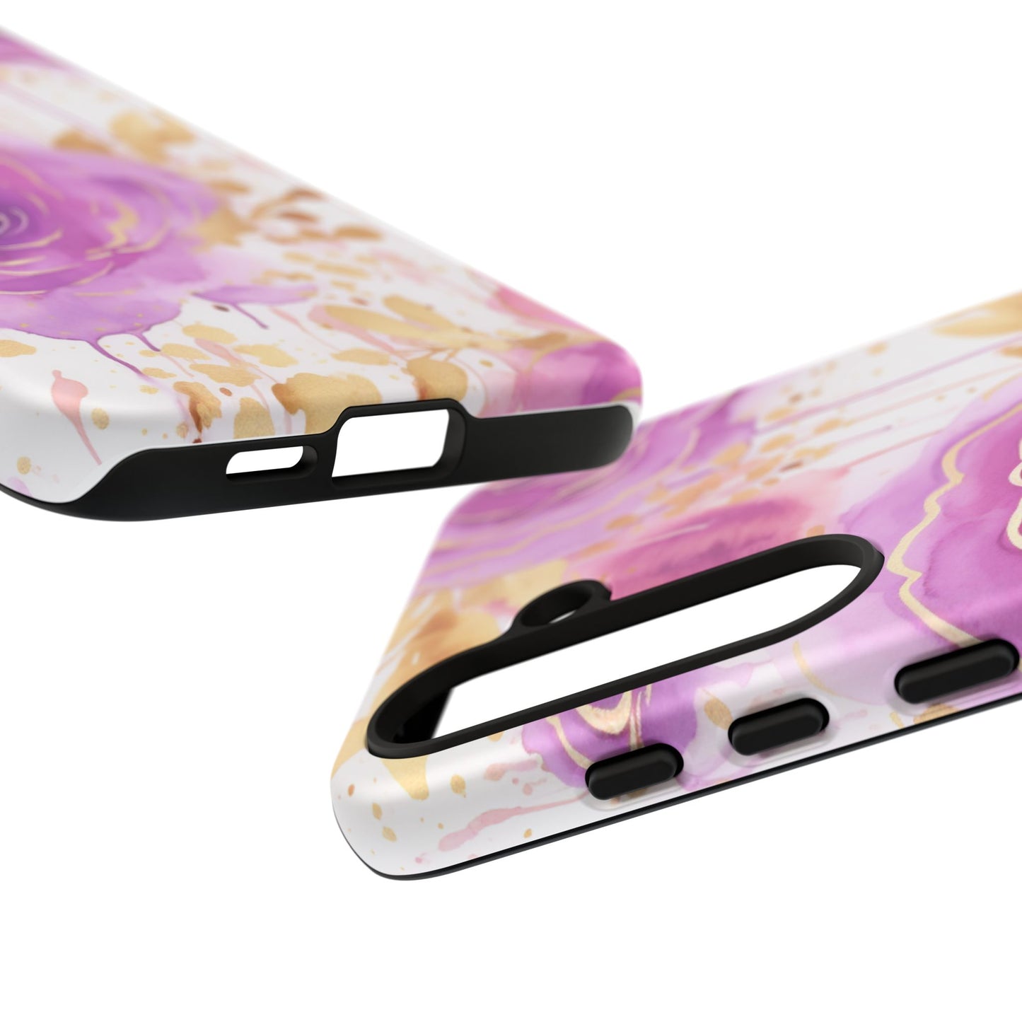 Elegant Purple-Gold Watercolor Rose Mobile Case