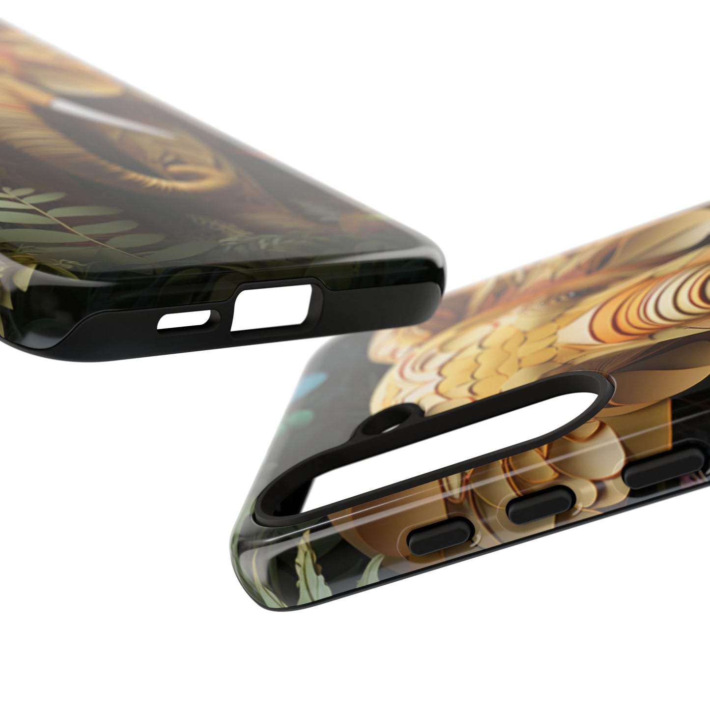 Golden Jungle Elephant Mobile Cover – Intricate Paper Art Design