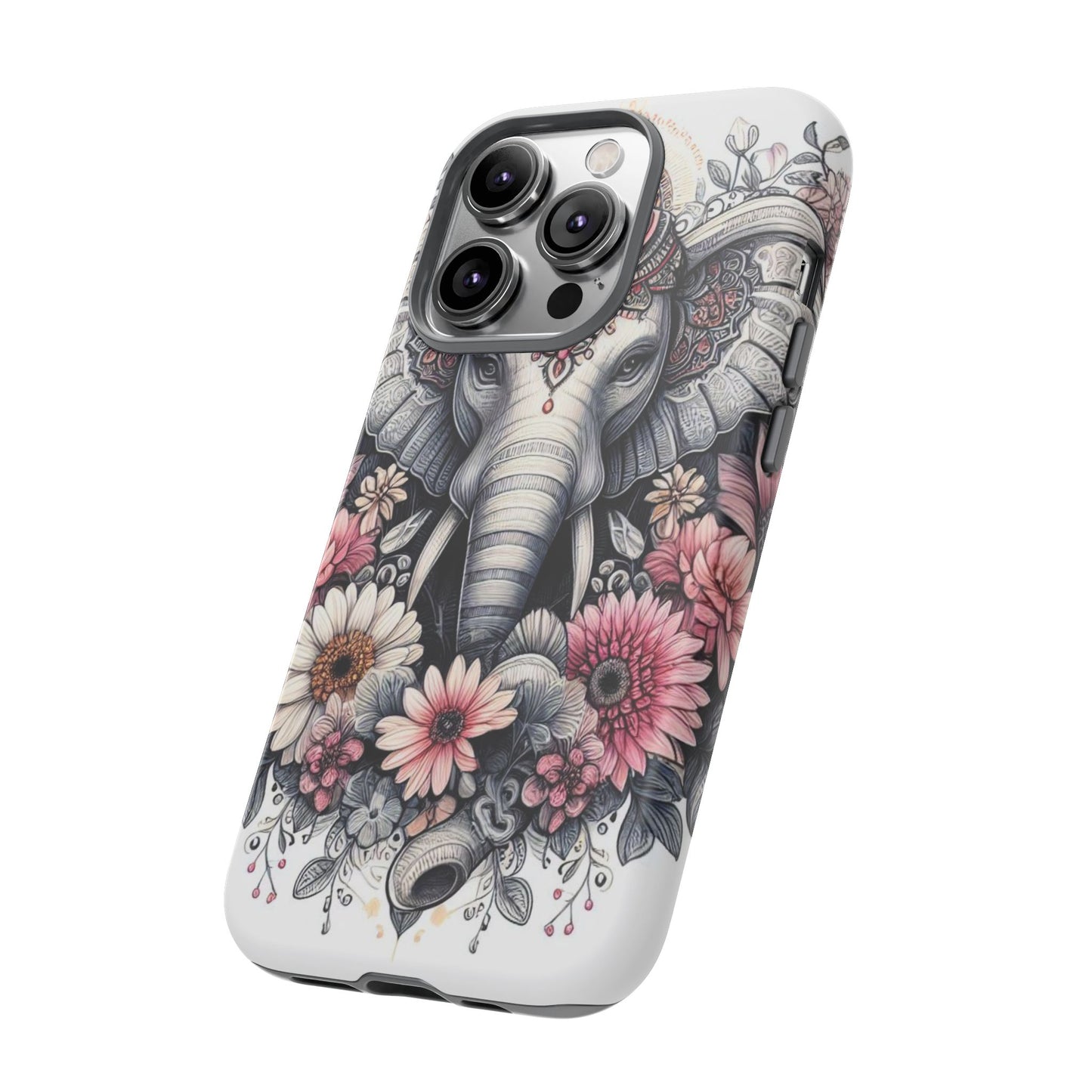 Royal Elephant Mandala Phone Case – Intricate Bohemian Floral Design
