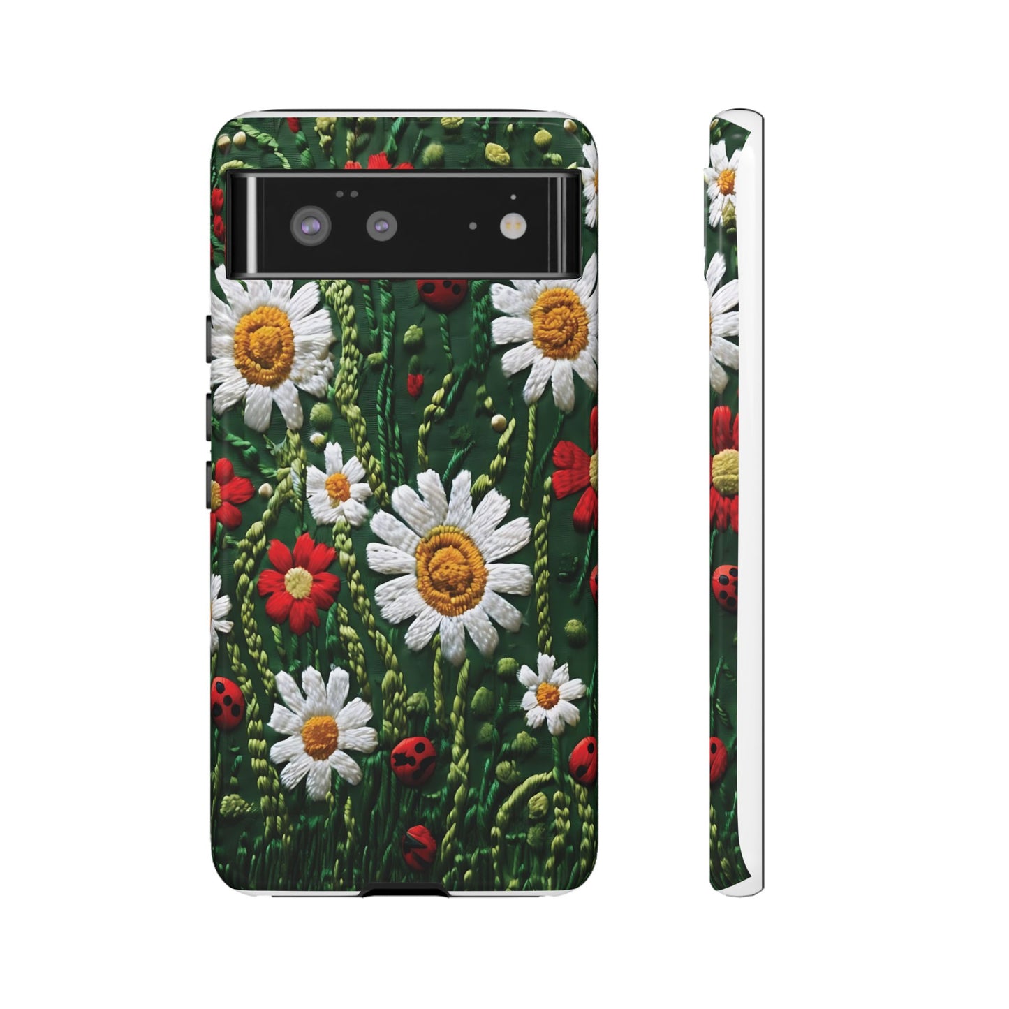 Knitted Pattern With Diamonds And Festive Motifs On Navy phone case design.