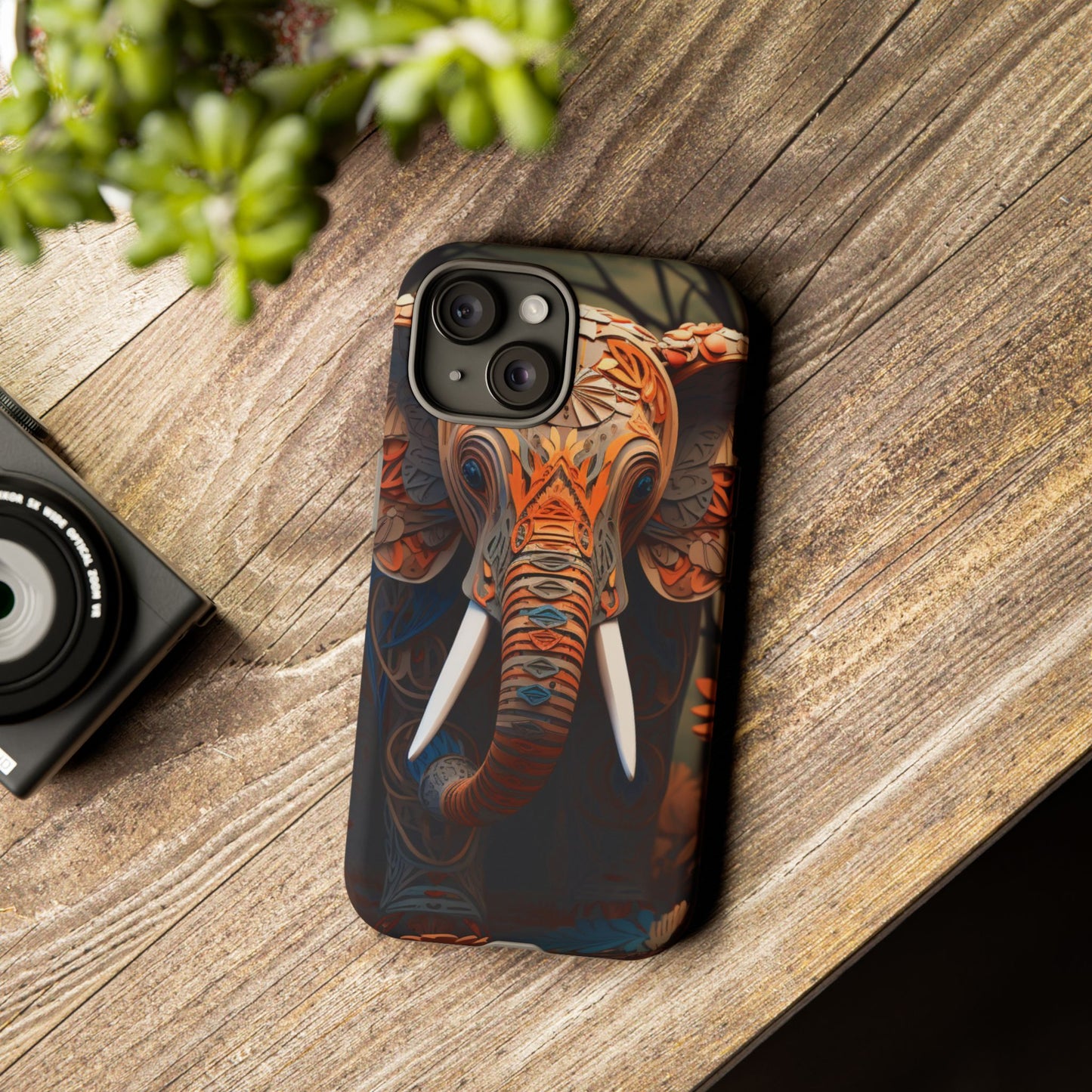 Elegant Artistic Elephant Mobile Cover – Intricate Paper-Cut Design
