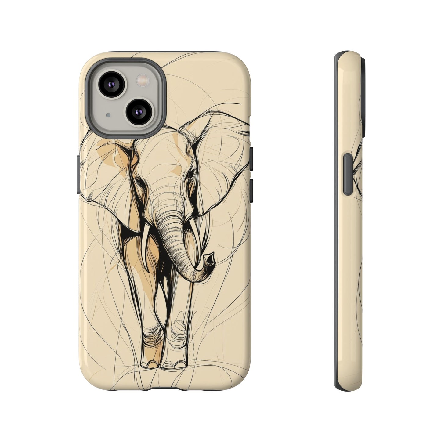 Majestic March: Dynamic Elephant Line Art Phone Case for iPhone, Samsung & Pixel