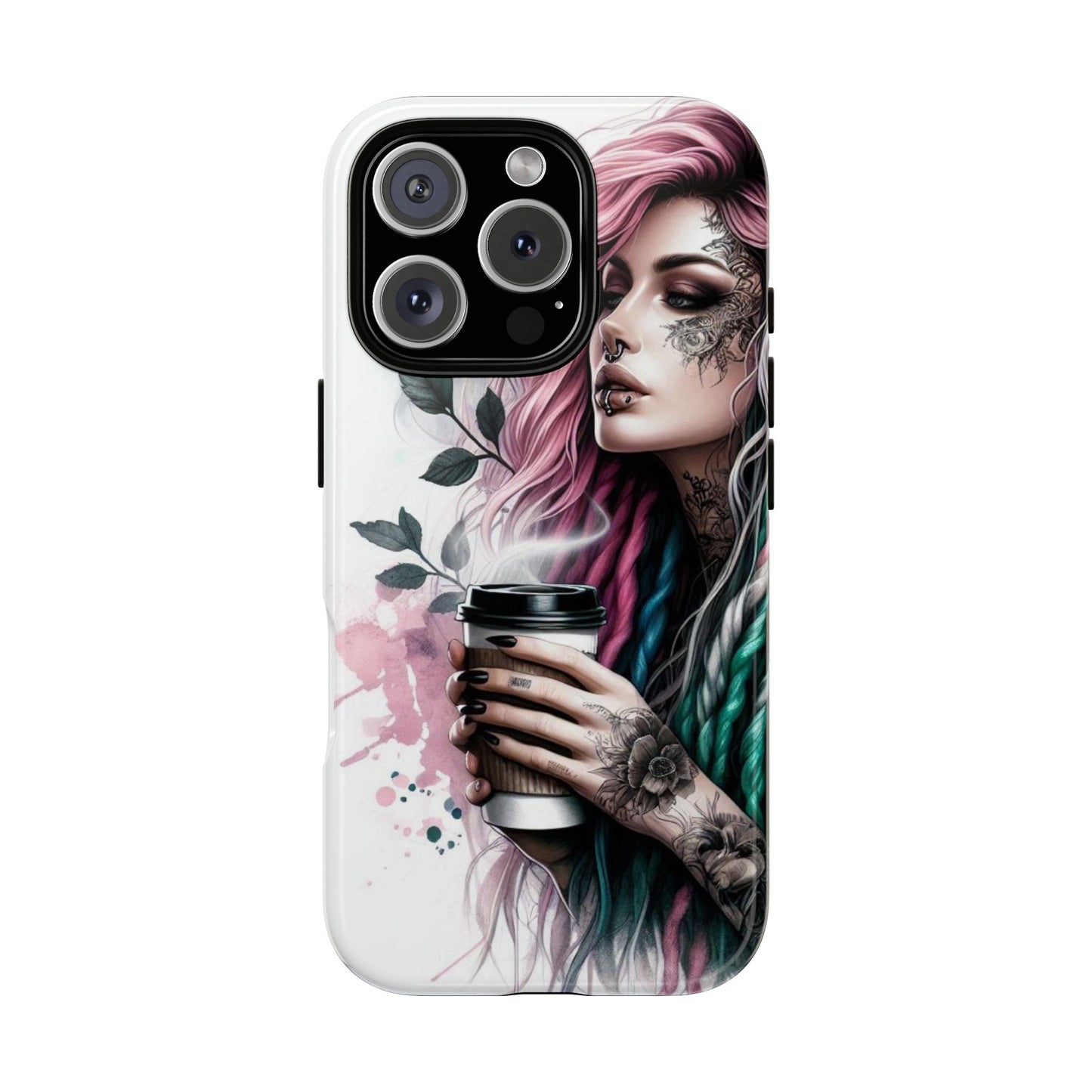 Boho Rebel – Vibrant Dreadlocks & Tattooed Coffee Lover Mobile Cover