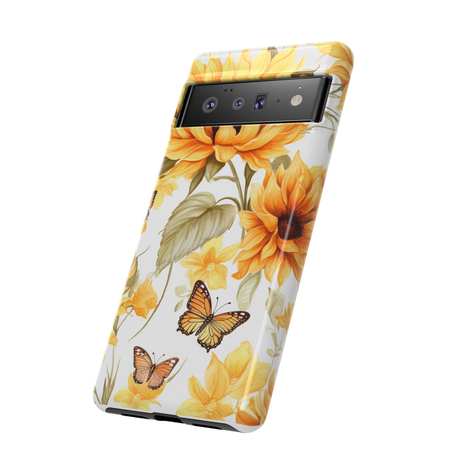 Golden Sunflower & Butterfly Phone Case – Warm & Elegant
