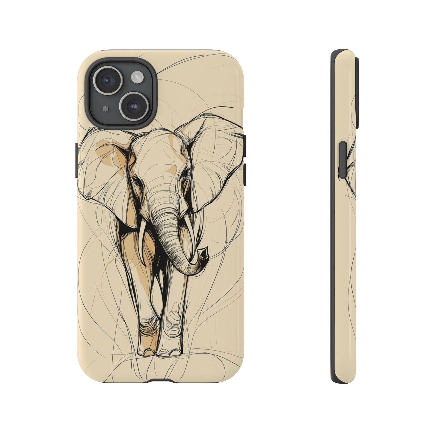 Majestic March: Dynamic Elephant Line Art Phone Case for iPhone, Samsung & Pixel