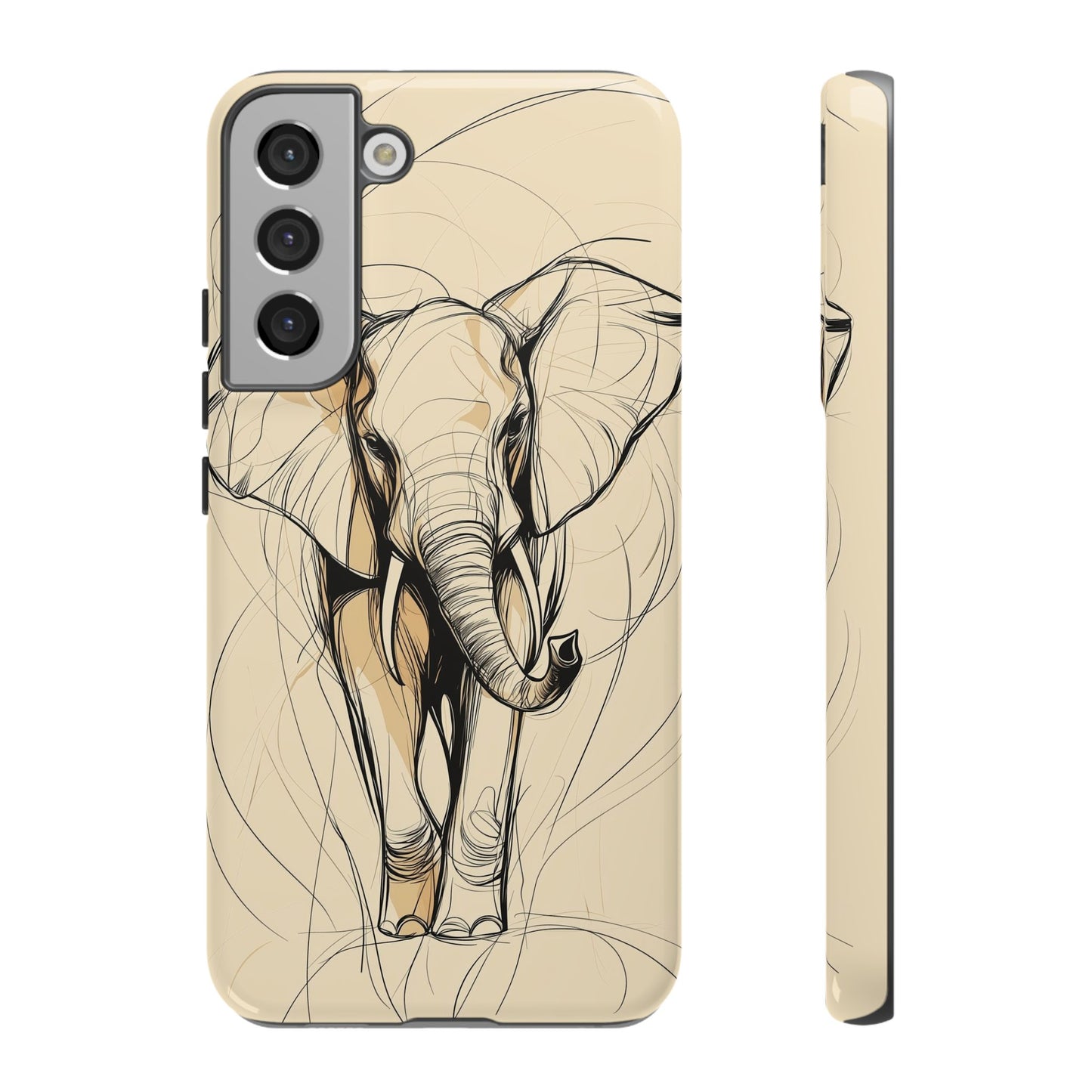Majestic March: Dynamic Elephant Line Art Phone Case for iPhone, Samsung & Pixel