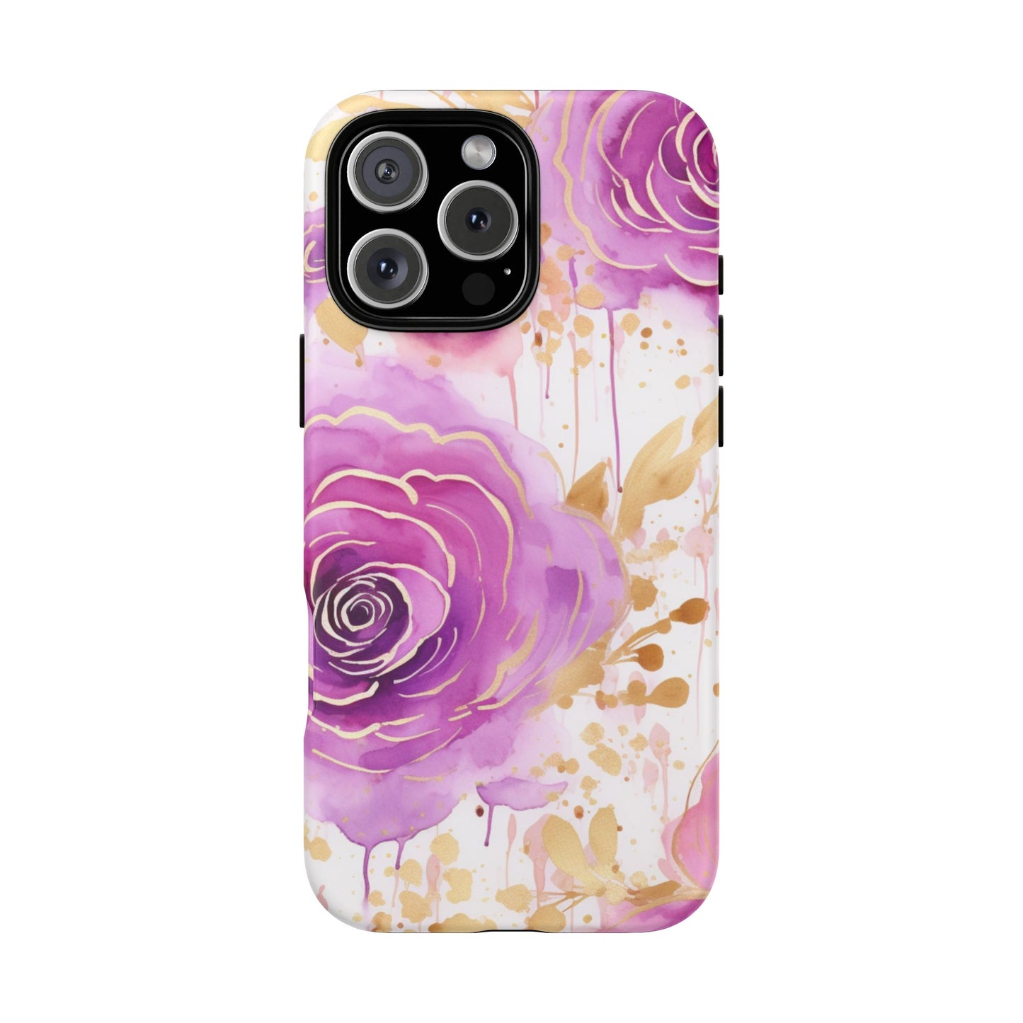 Elegant Purple-Gold Watercolor Rose Mobile Case