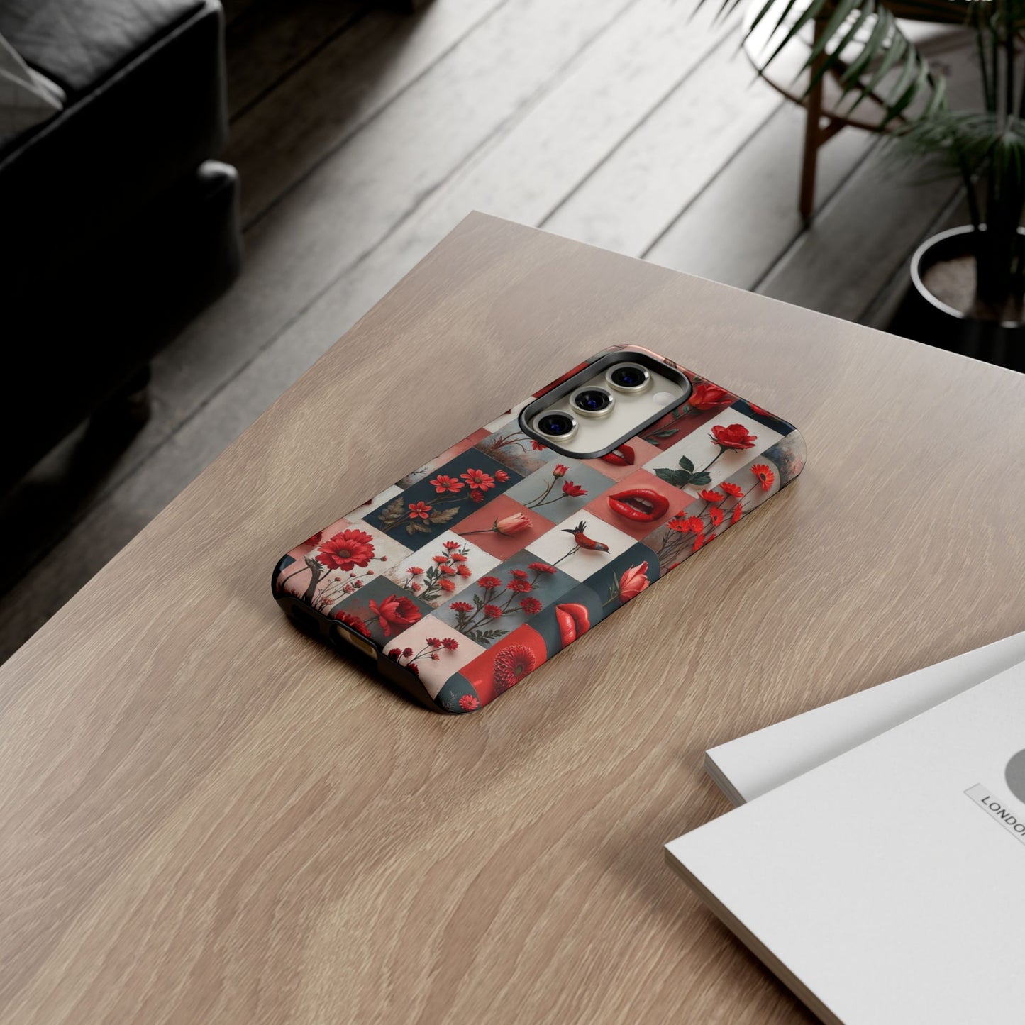 Red Flowers & Lips Collage Phone Case