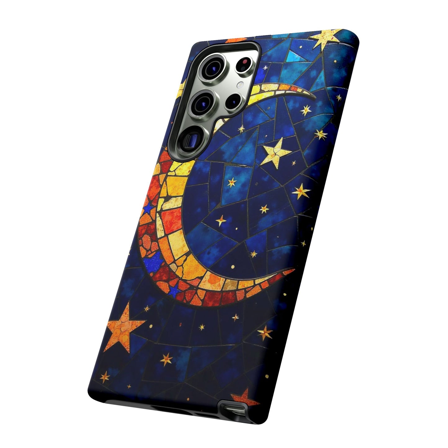 Celestial Crescent: Vibrant Moon and Stars Phone Case