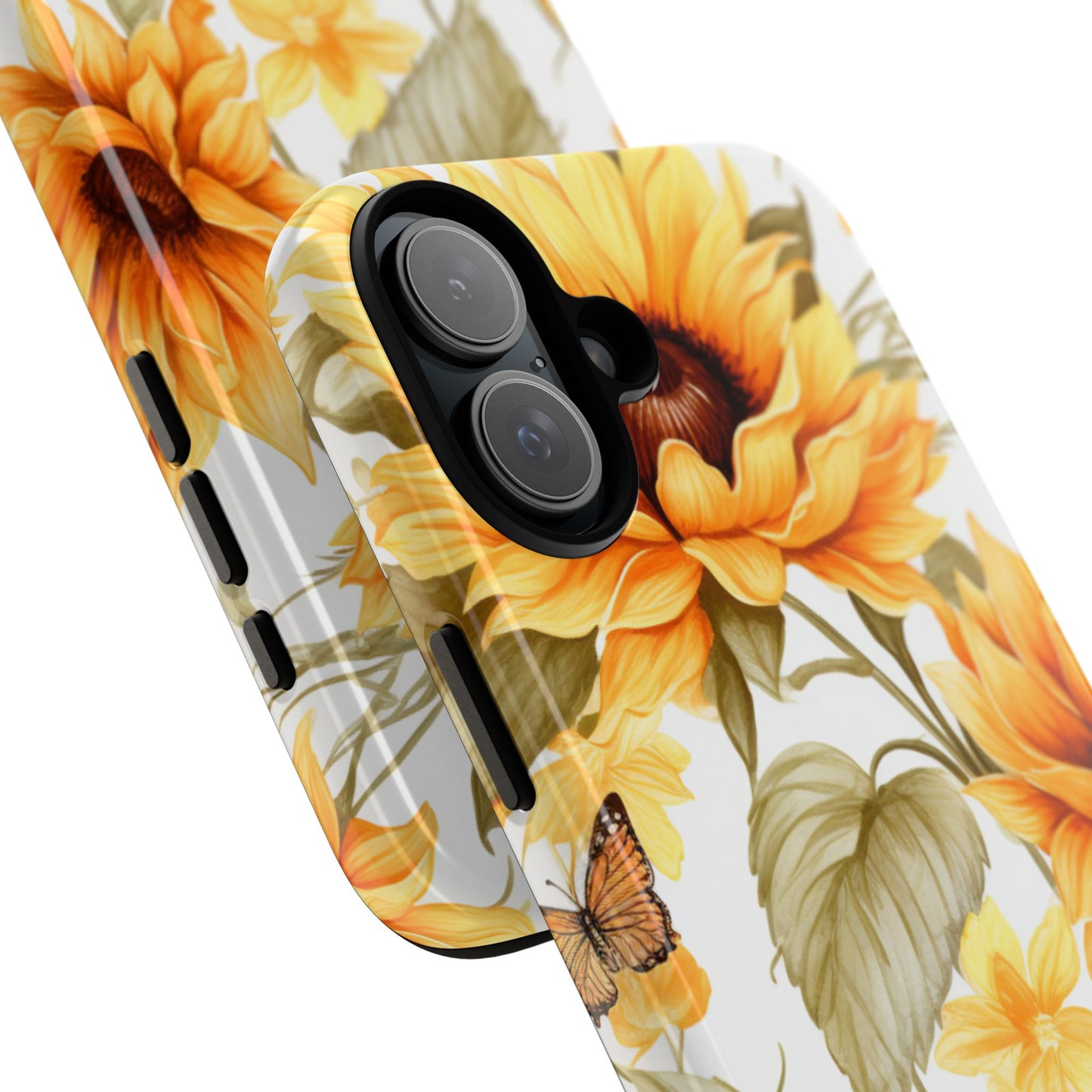 Golden Sunflower & Butterfly Phone Case – Warm & Elegant