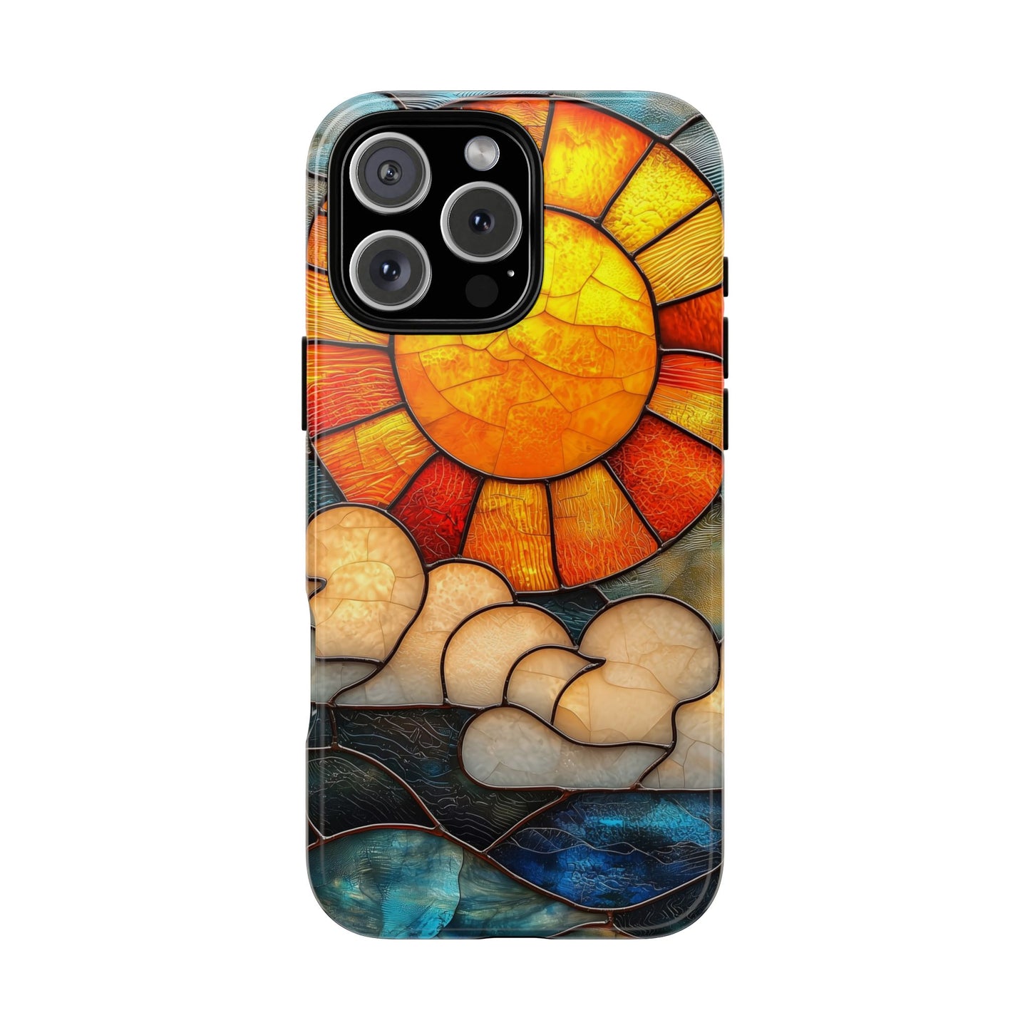 Modern Stained Glass Phone Case – Warm Tones & Abstract Landscape for iPhone, Samsung & Pixel