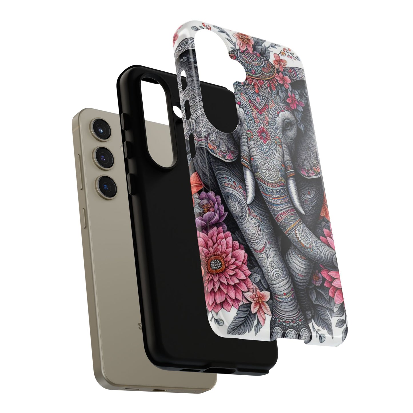 Bohemian Floral Elephant Mobile Cover – Intricate Mandala Art