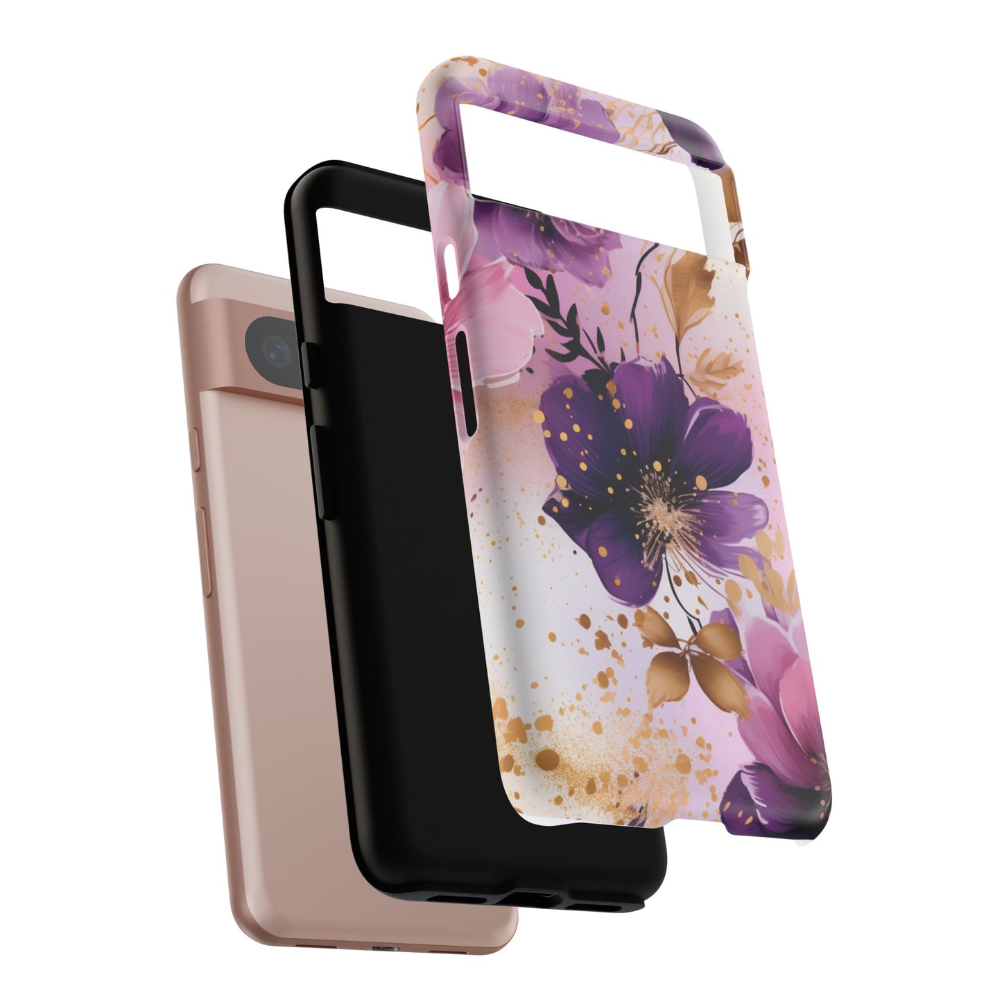 Luxury Purple & Gold Floral Aesthetic Mobile Case