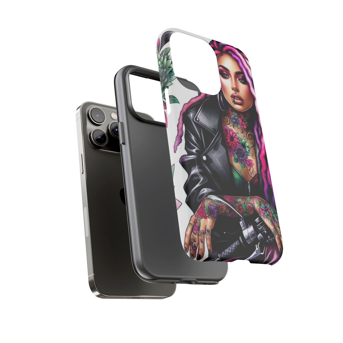 Neon Rebel – Vibrant Biker Queen Mobile Cover