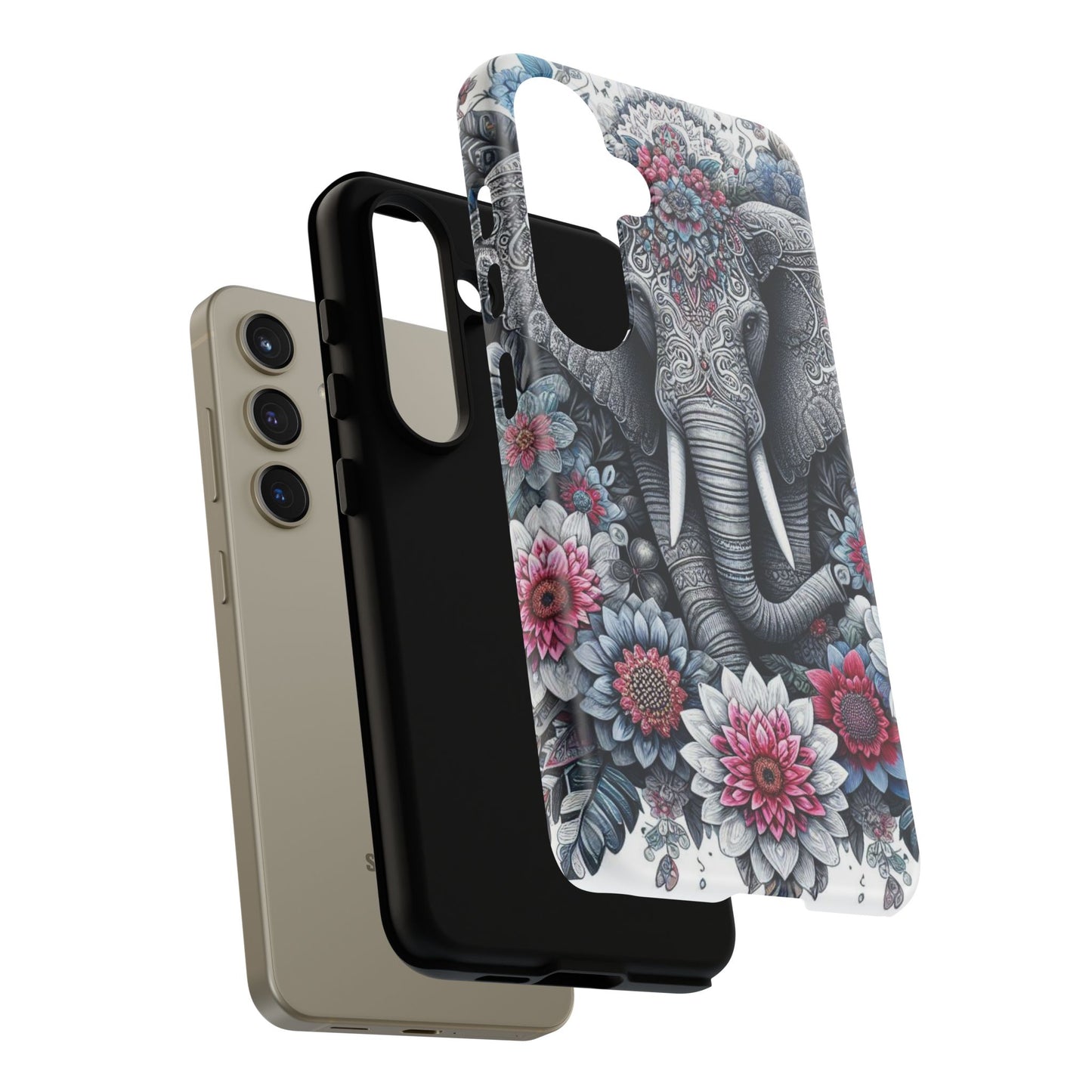 Regal Mandala Elephant Mobile Cover – Ornate Floral Art