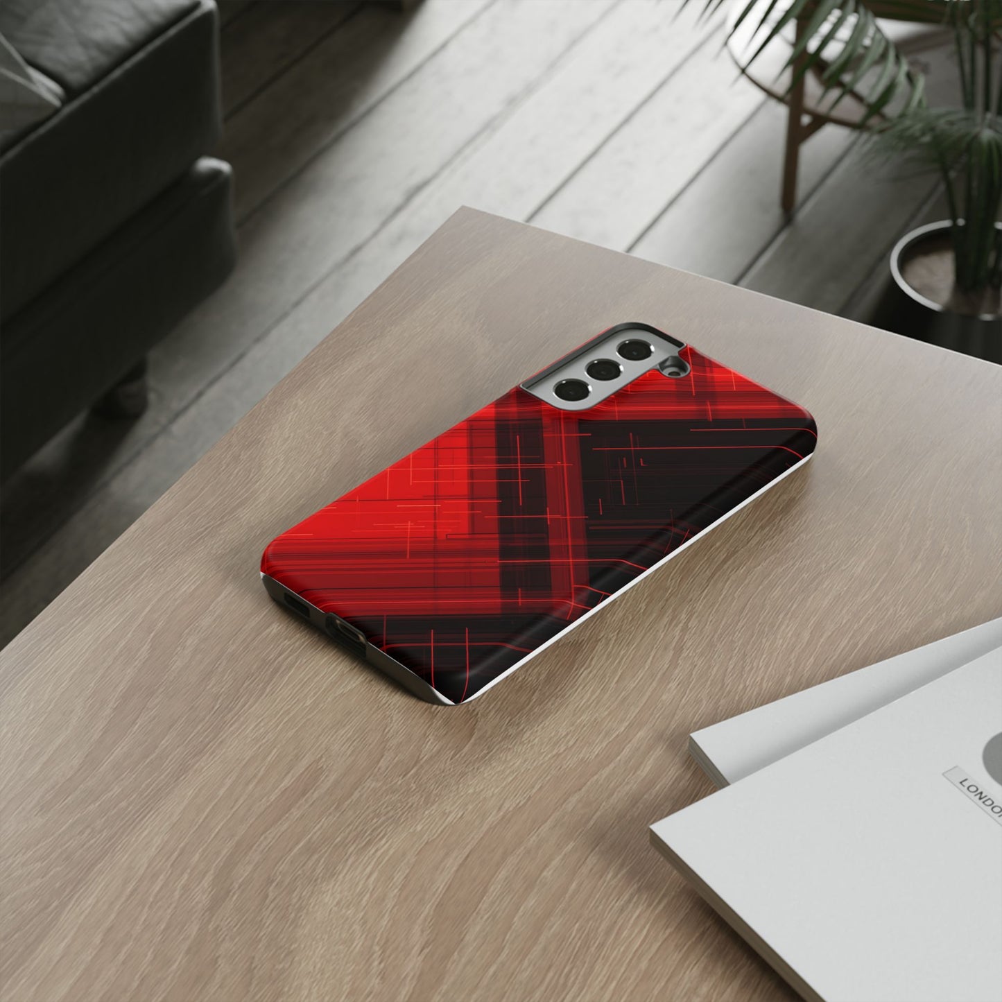 Abstract Red and Black Geometric Pattern