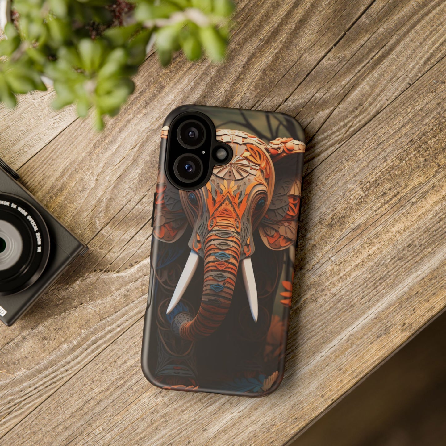 Elegant Artistic Elephant Mobile Cover – Intricate Paper-Cut Design