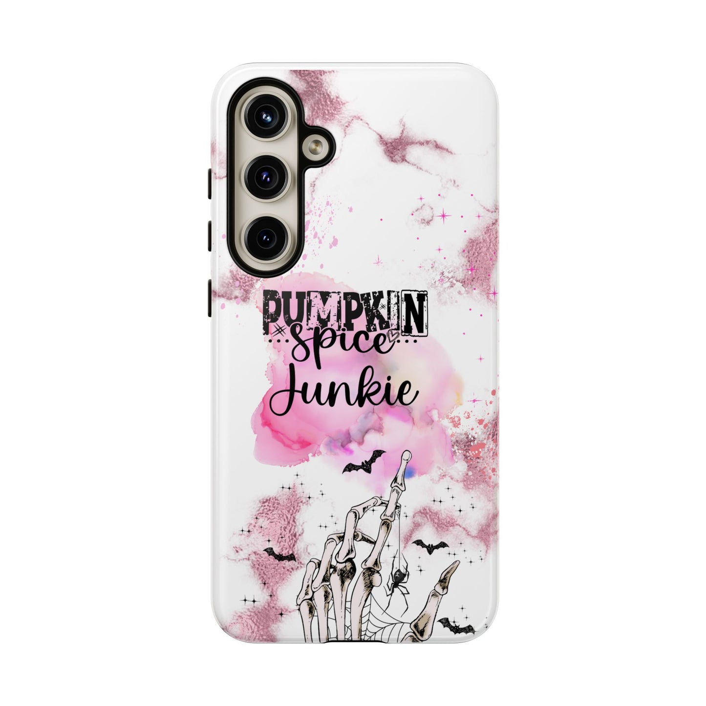 Pumpkin Spice Junkie Phone Case - Fall Aesthetic Cover for iPhone, Samsung & Google Pixel, Skeleton Hand Phone Case, Watercolor Phone Cover, Girly Phone Case