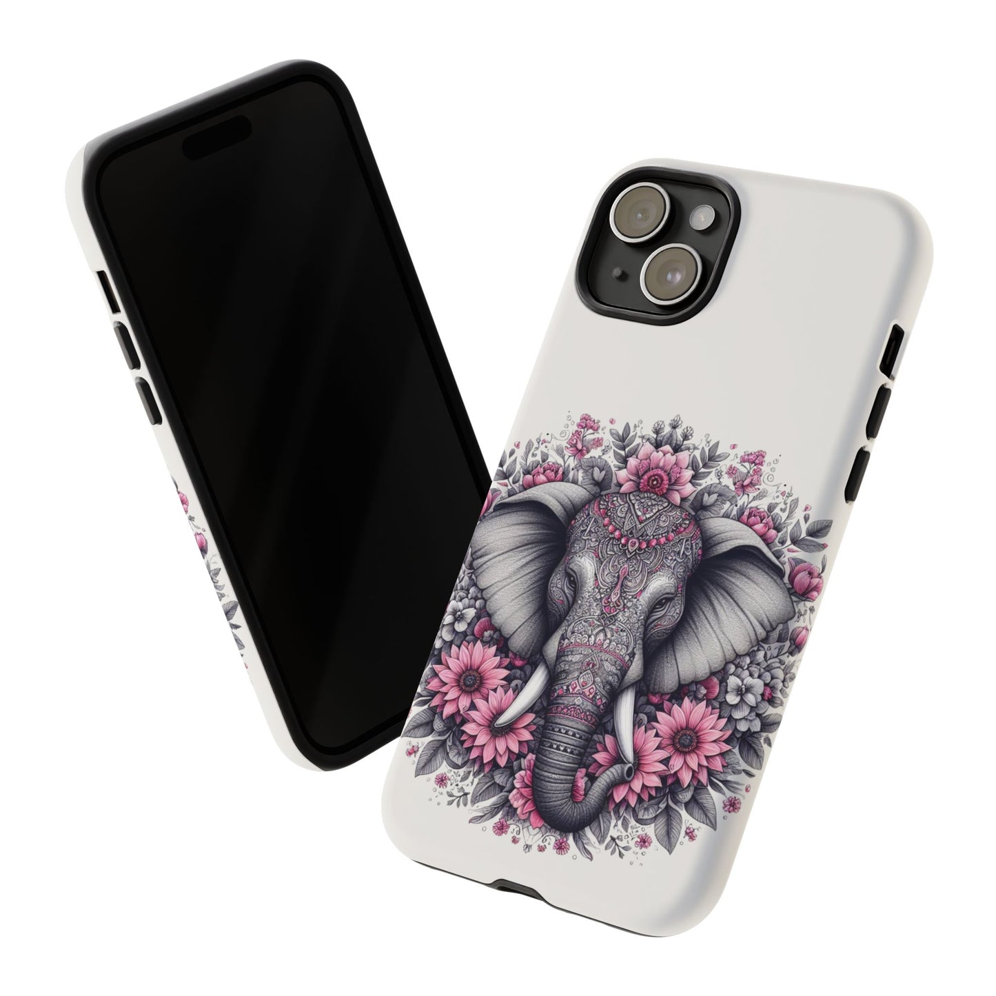 Intricate Floral Elephant Mobile Cover – Mandala-Inspired Boho Art