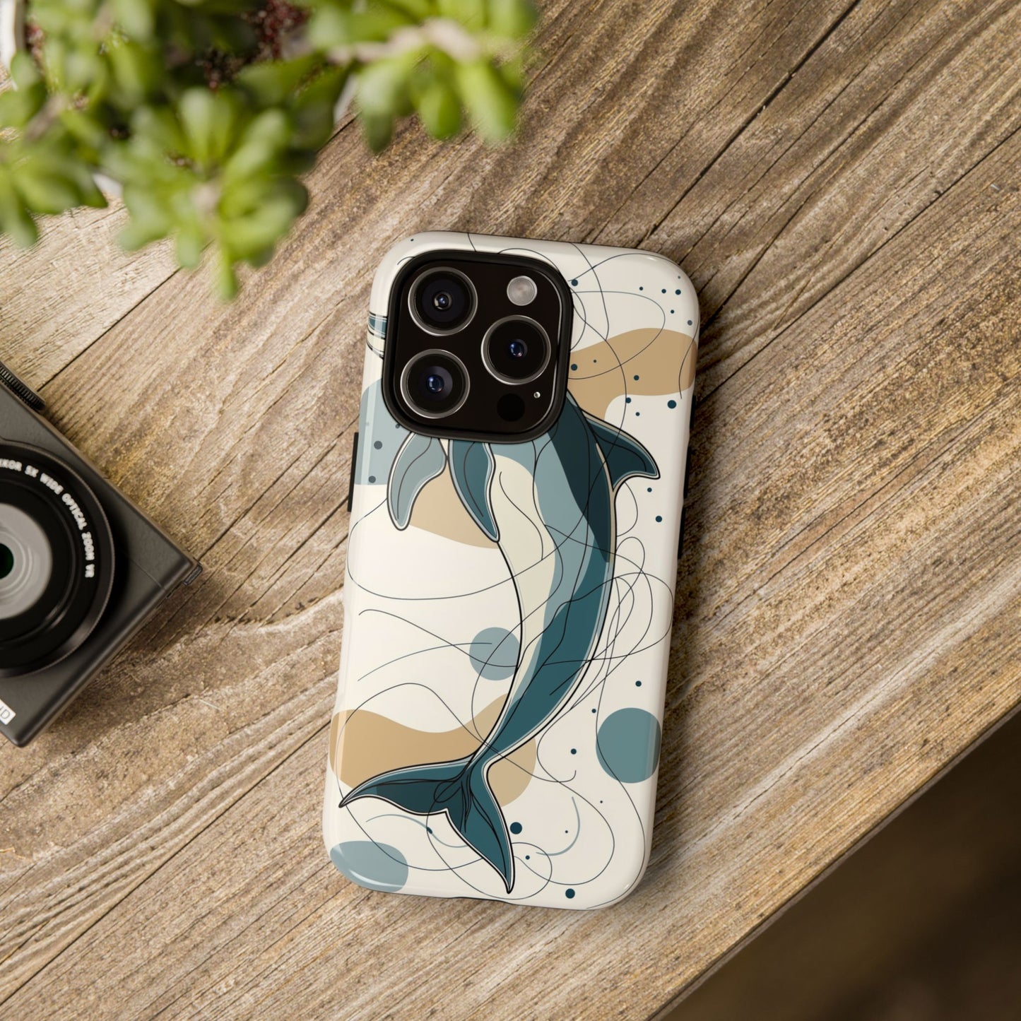 Ocean Whimsy: Abstract Dolphin Splash Phone Case for iPhone, Samsung & Pixel