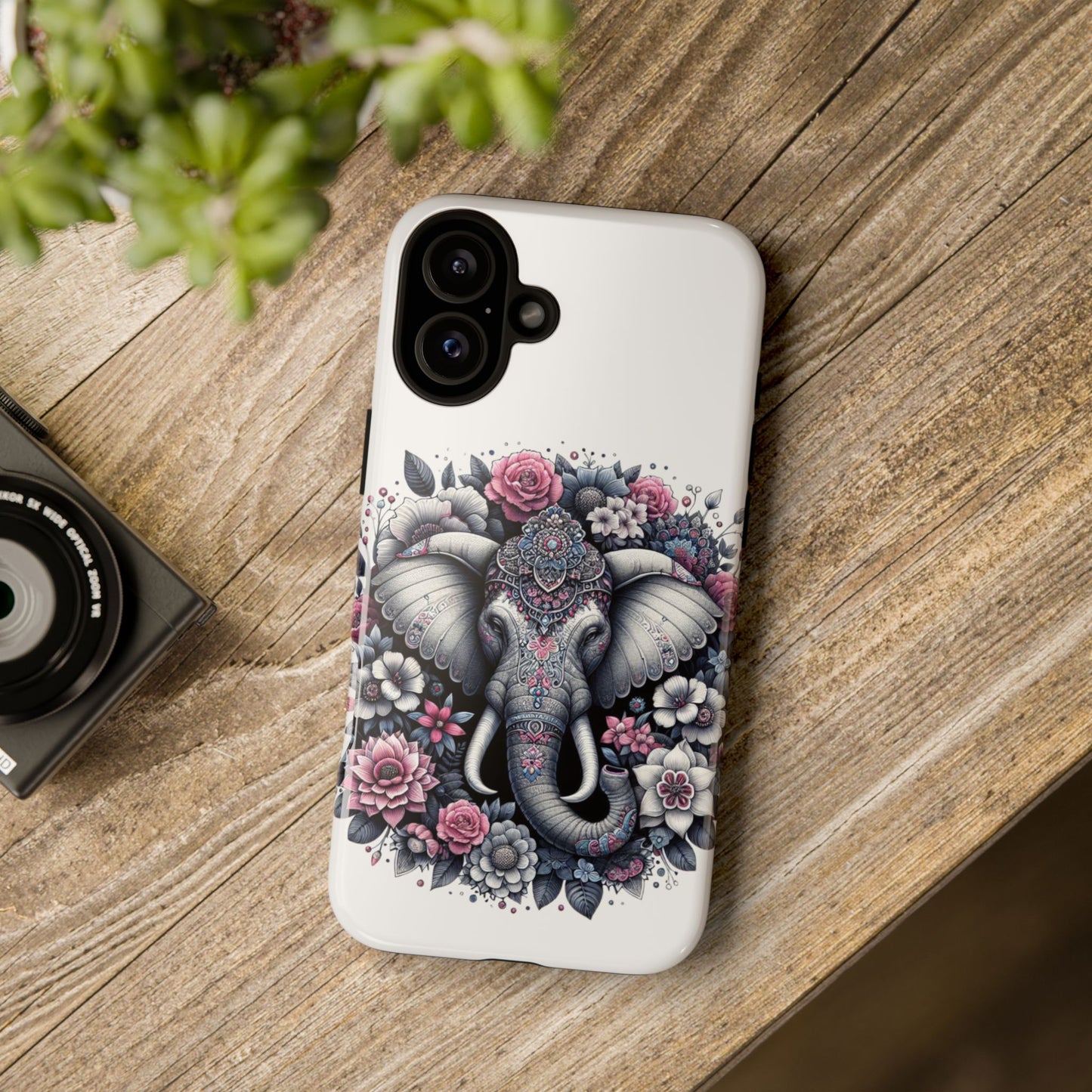 Ornate Floral Elephant Mobile Cover – Elegant Bohemian Art