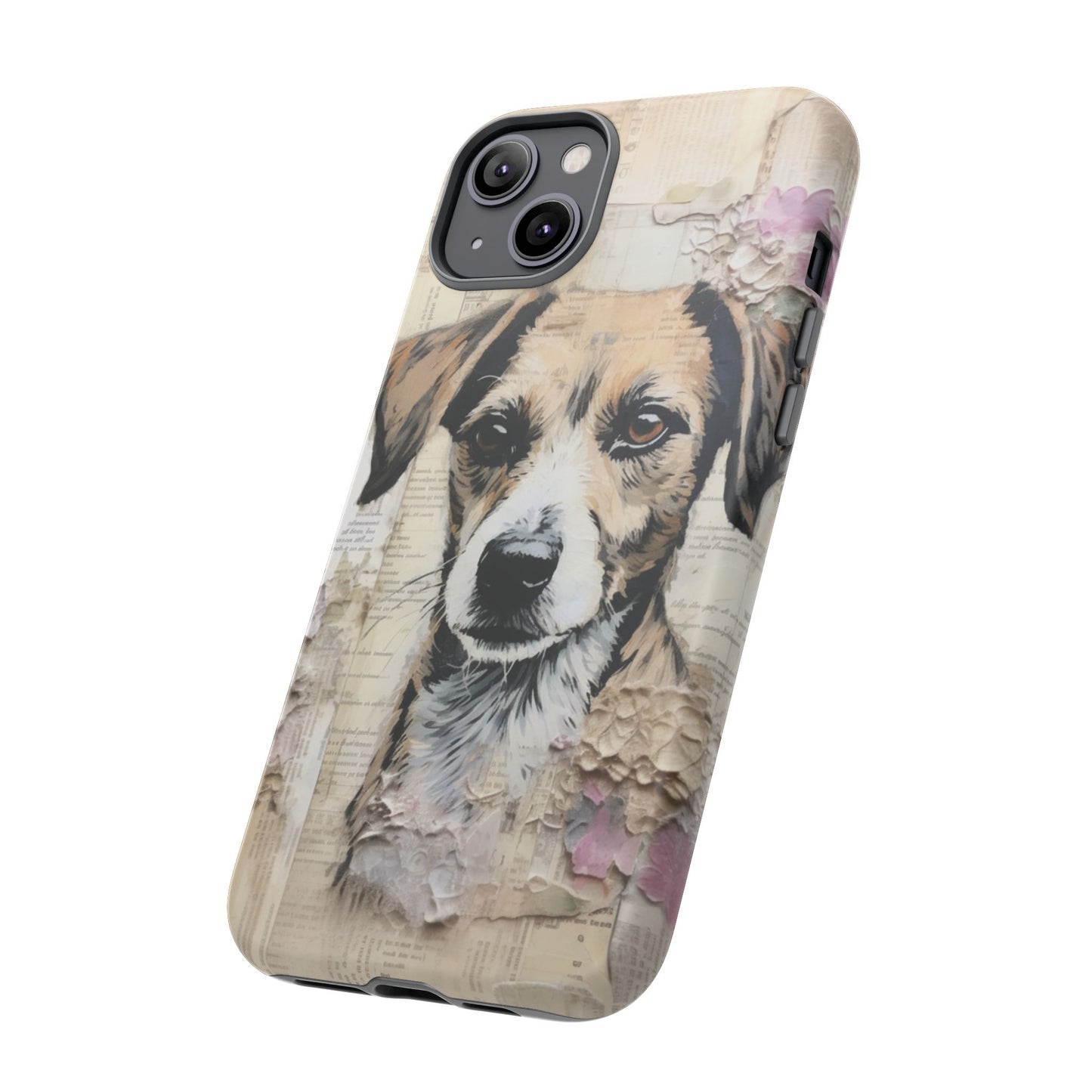 Vintage Collage Dog Portrait Mobile Cover – Artistic Mixed Media Design