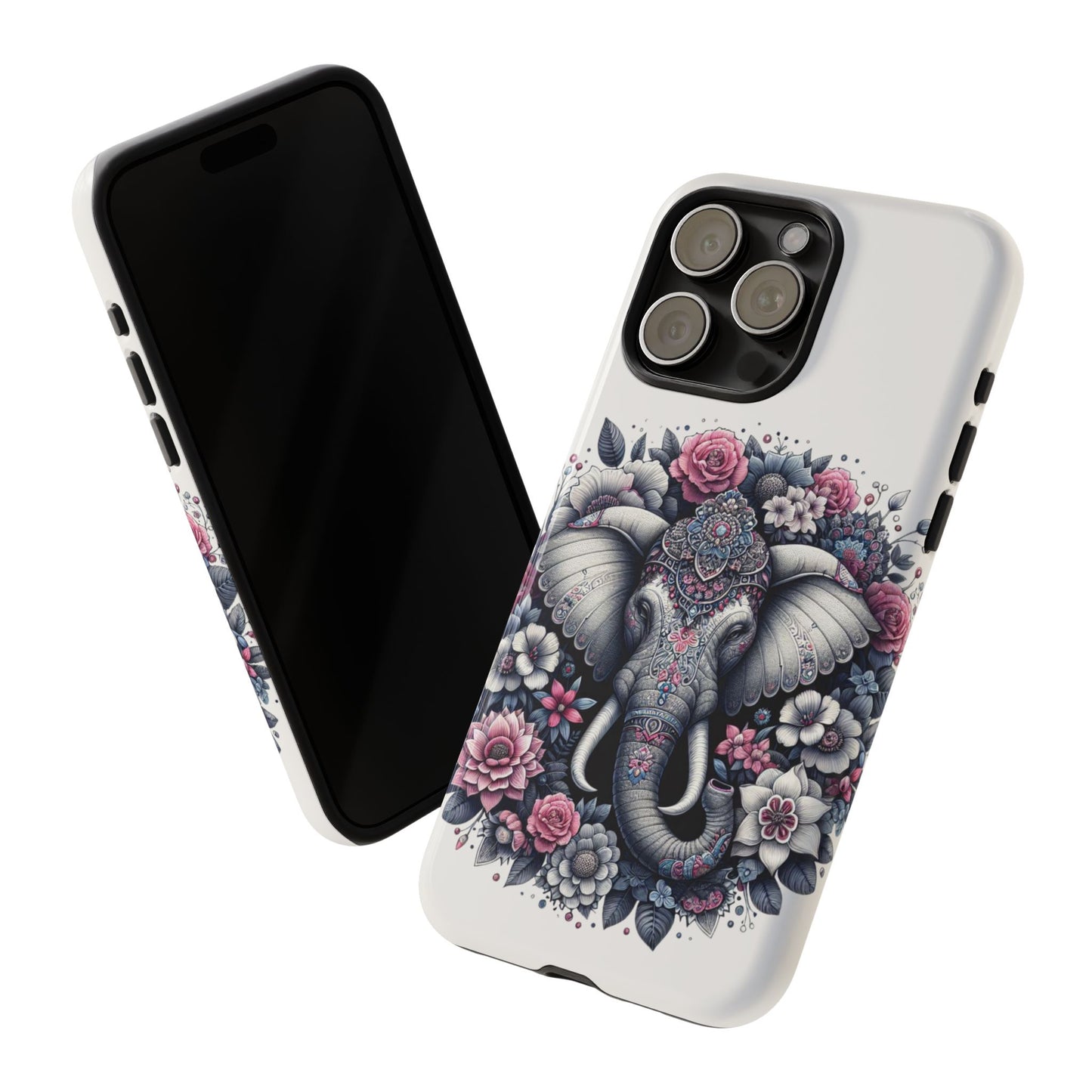 Ornate Floral Elephant Mobile Cover – Elegant Bohemian Art