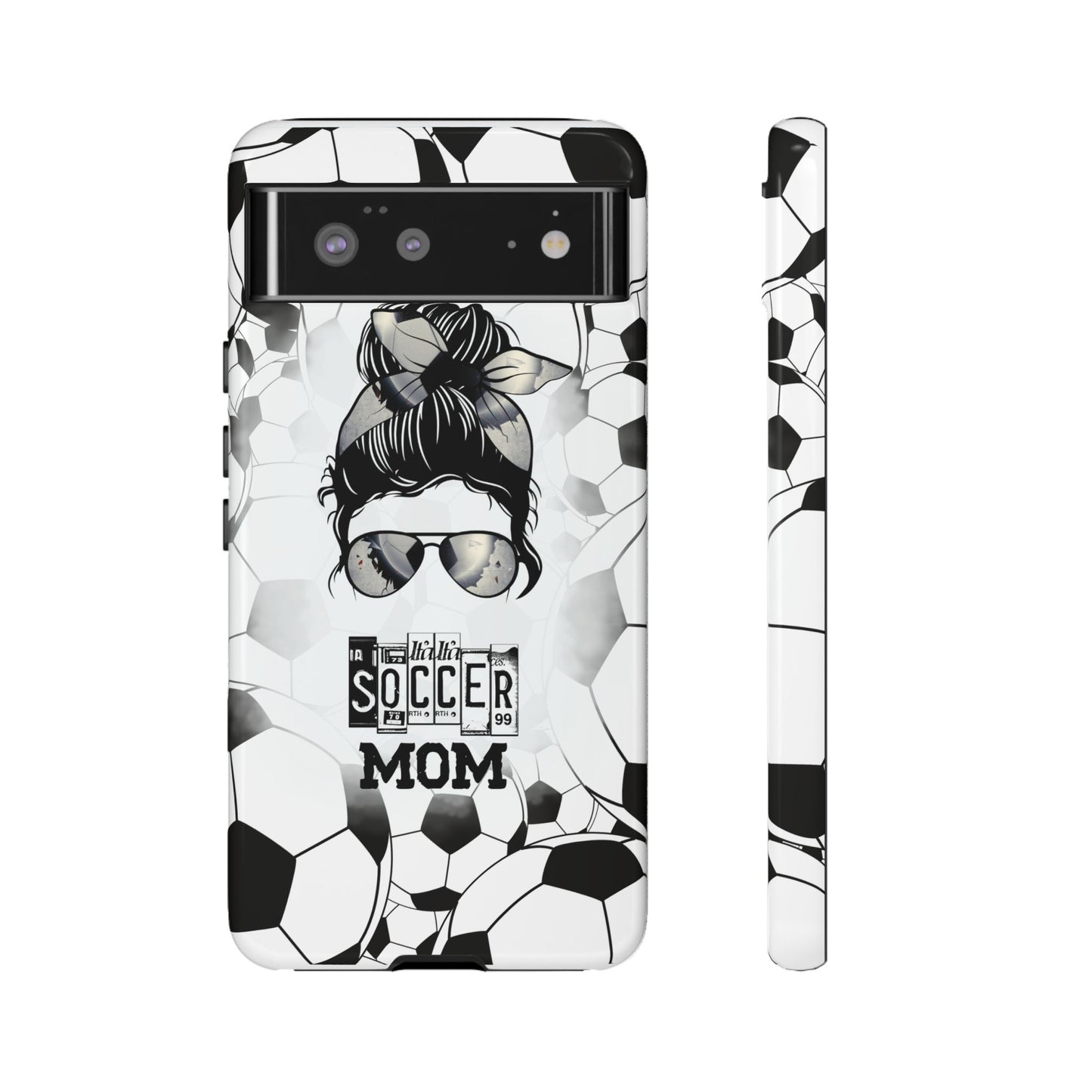Soccer Mom Phone Case - Cute & Protective Cover for iPhone, Samsung & Google Pixel, Messy Bun Phone Case, Gift for Sports Lover