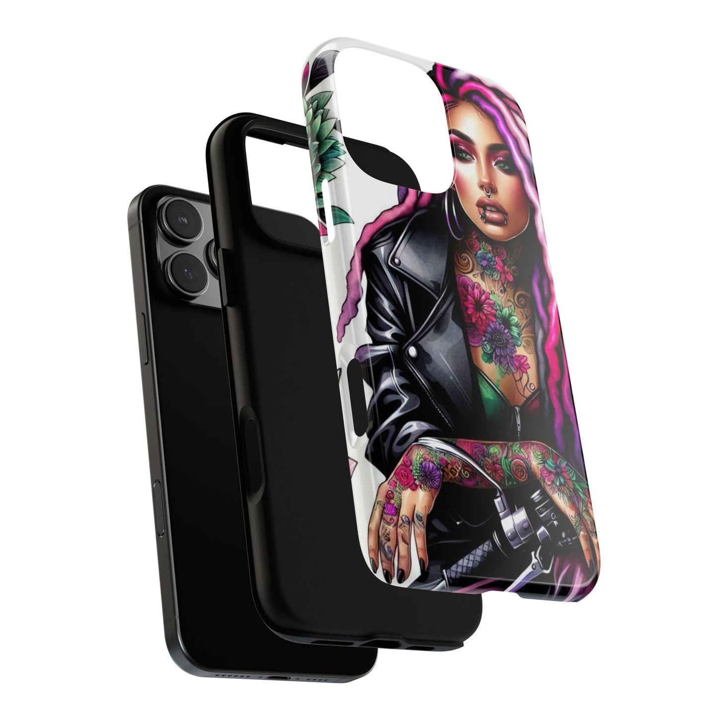 Neon Rebel – Vibrant Biker Queen Mobile Cover