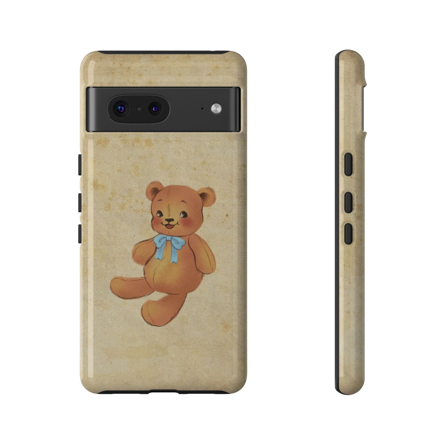 Vintage Teddy Bear Phone Case β Minimal Aesthetic, Soft Beige Retro Cover for iPhone, Samsung & Pixel