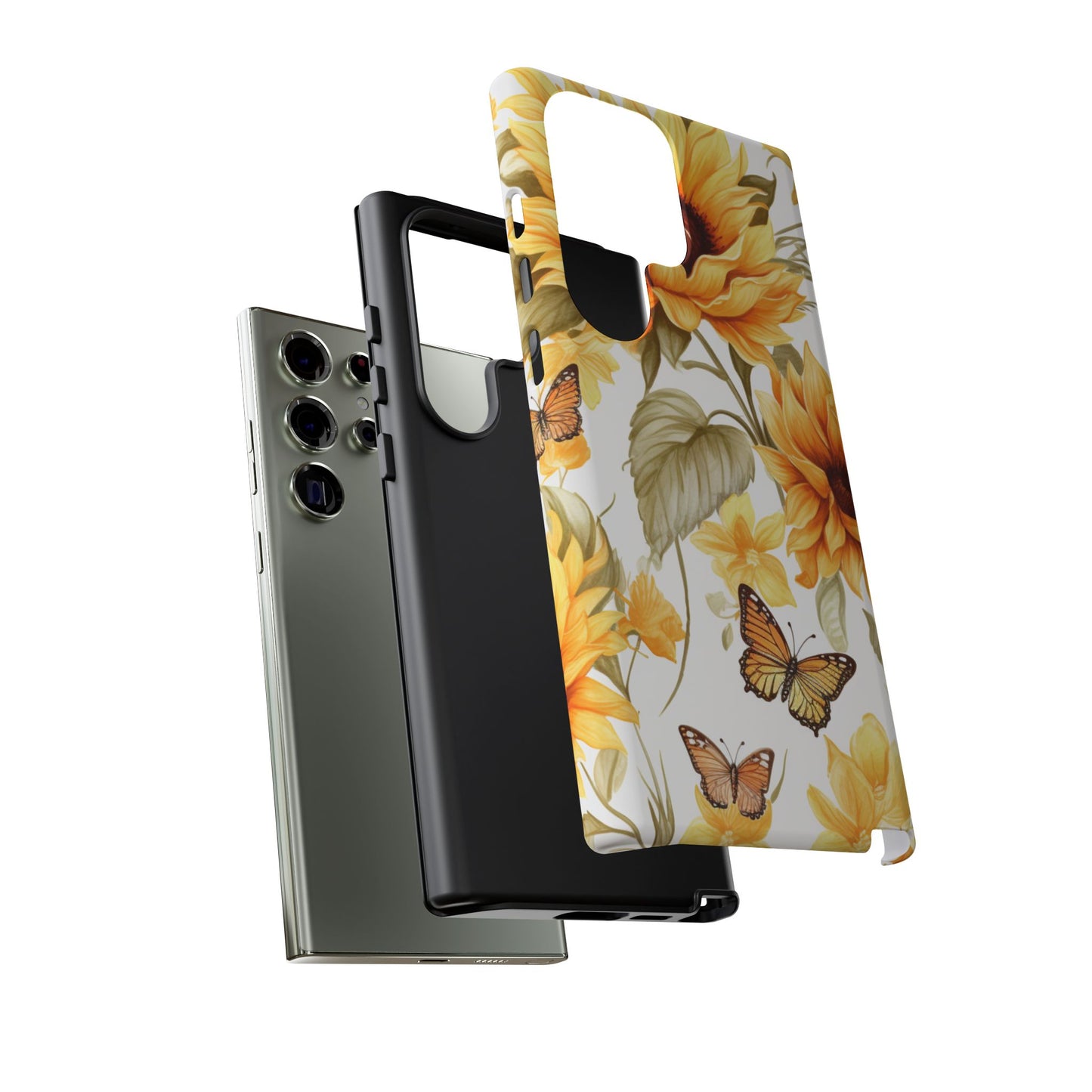 Golden Sunflower & Butterfly Phone Case – Warm & Elegant