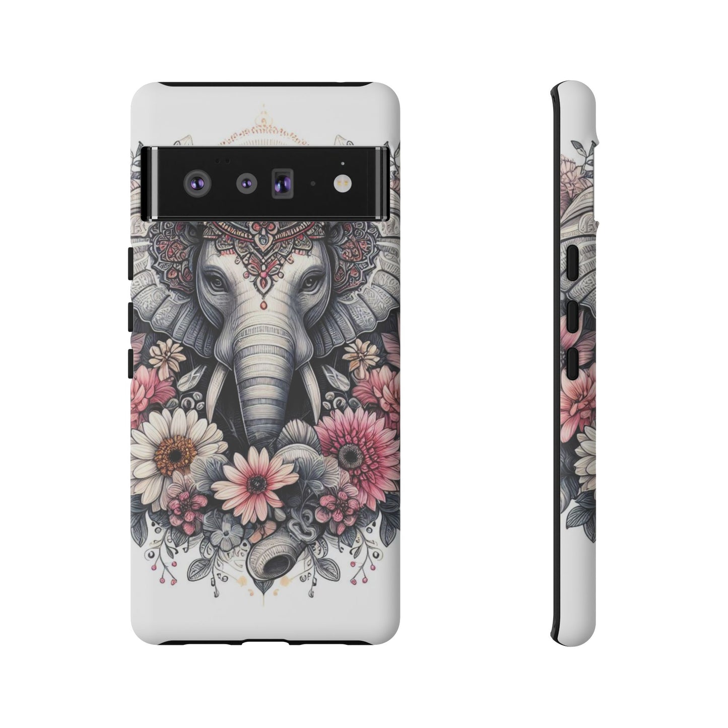 Royal Elephant Mandala Phone Case – Intricate Bohemian Floral Design