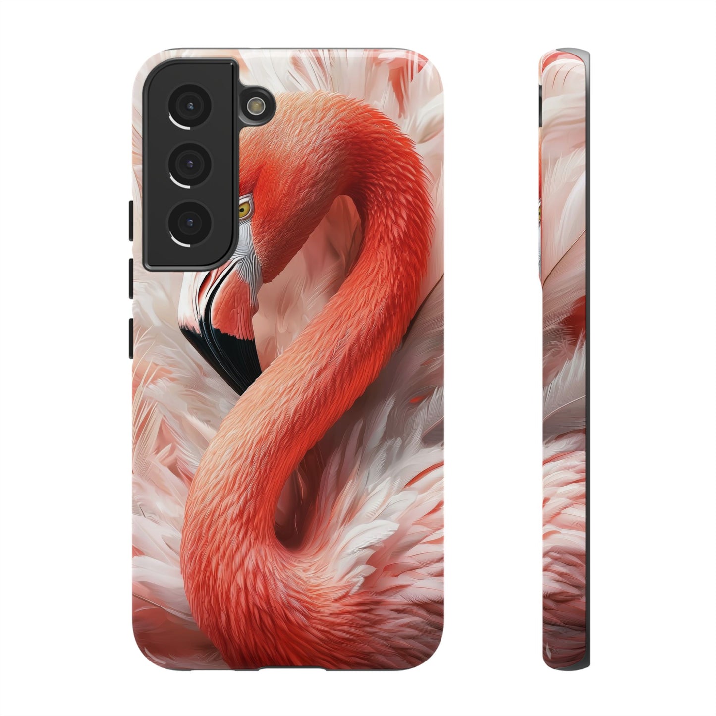 Elegant Flamingo Feather Phone Case for iPhone, Samsung & Google Pixel